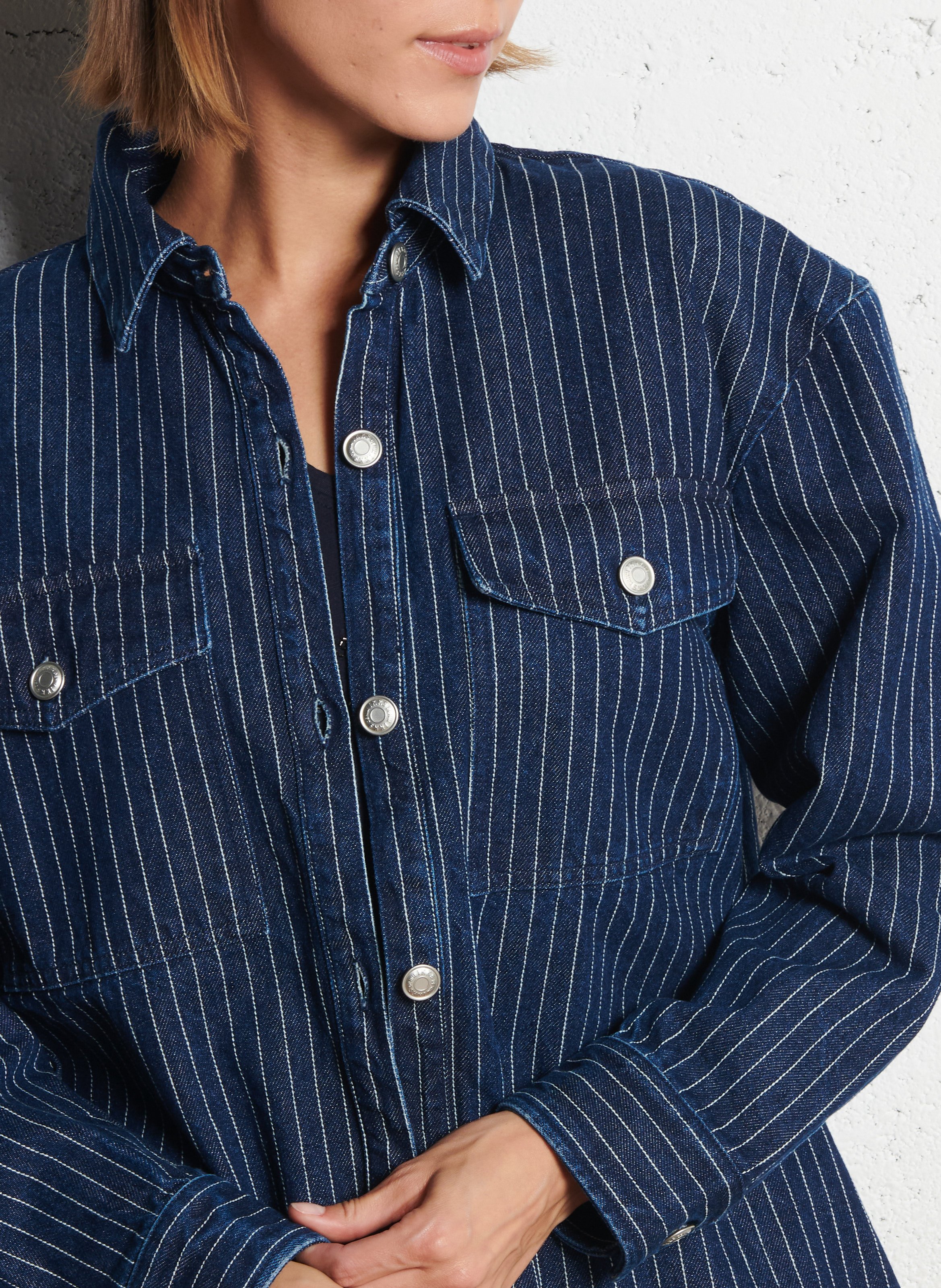 Straight striped cotton shirt IKKS White