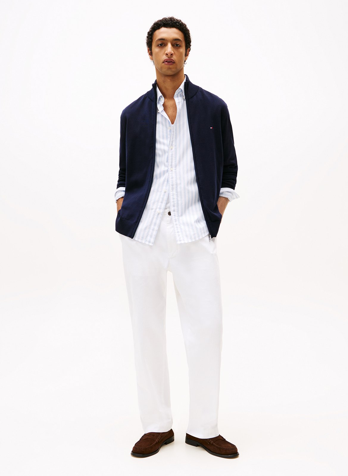 Gilet droit en coton TOMMY HILFIGER Bleu