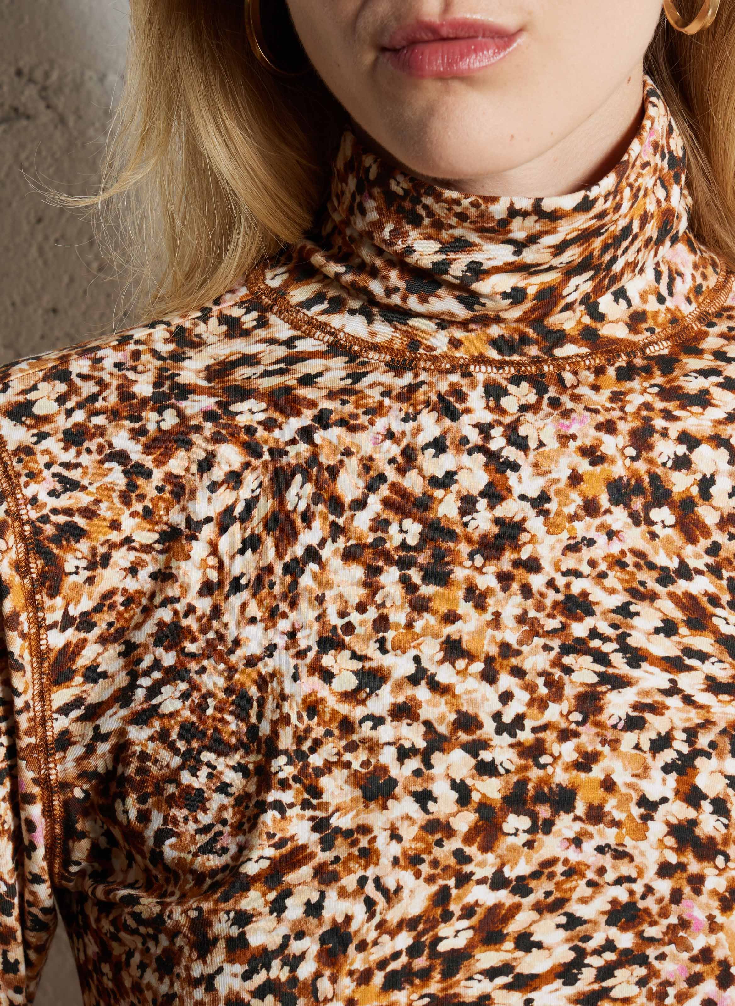 Tee-shirt col montant imprimé SUNCOO Beige