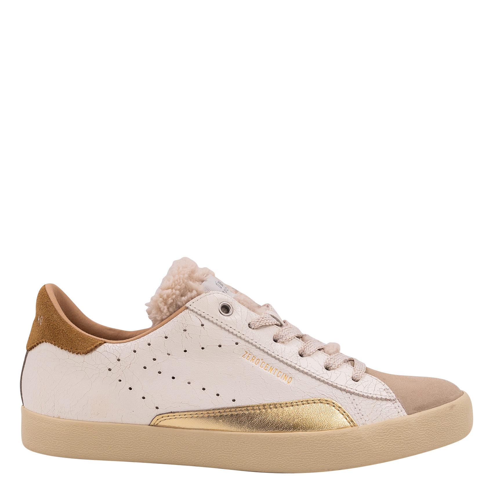 Baskets basses en cuir craquelé  0'105 Beige