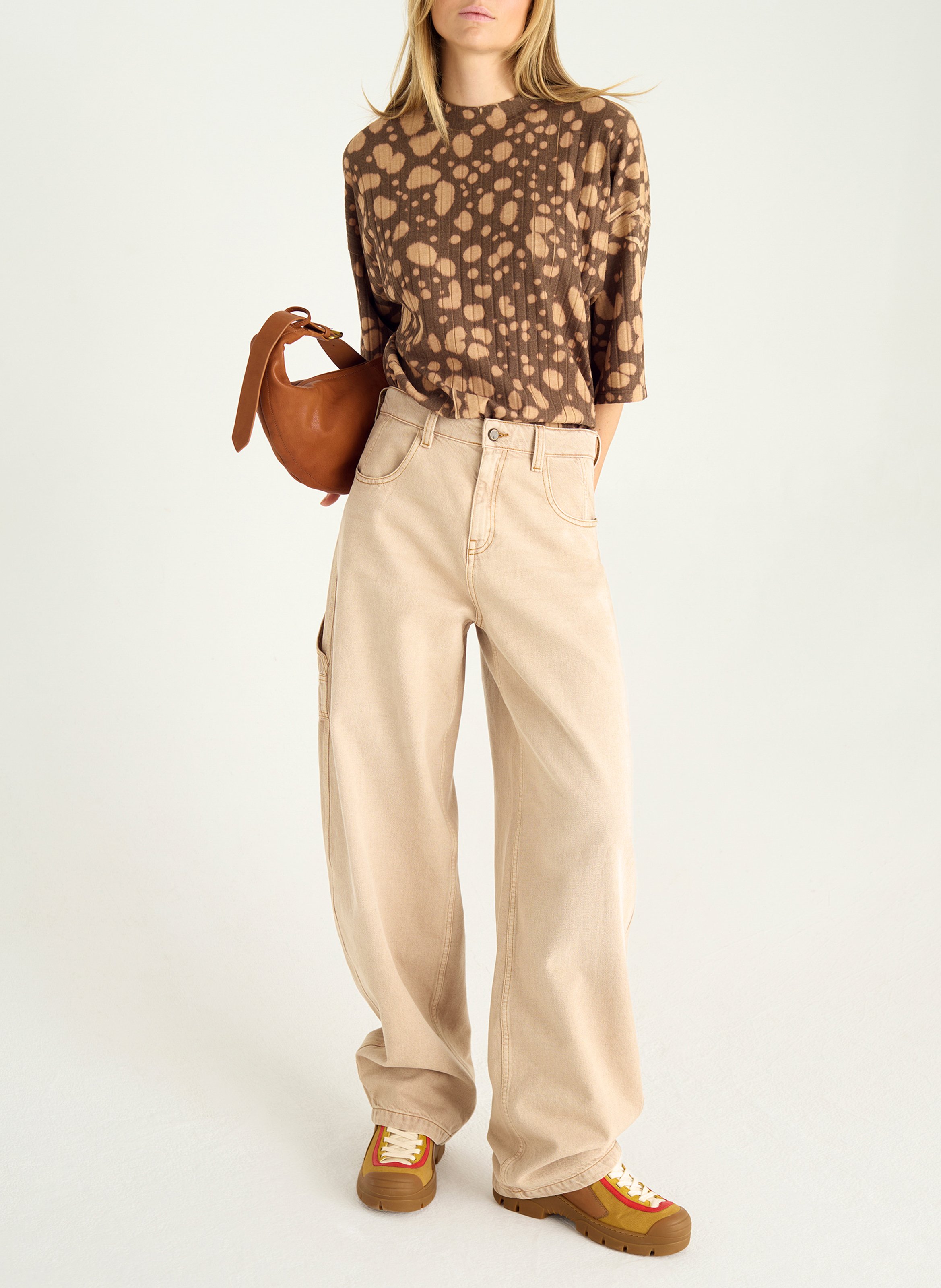 Oversized T-shirt with print COTELAC Brown