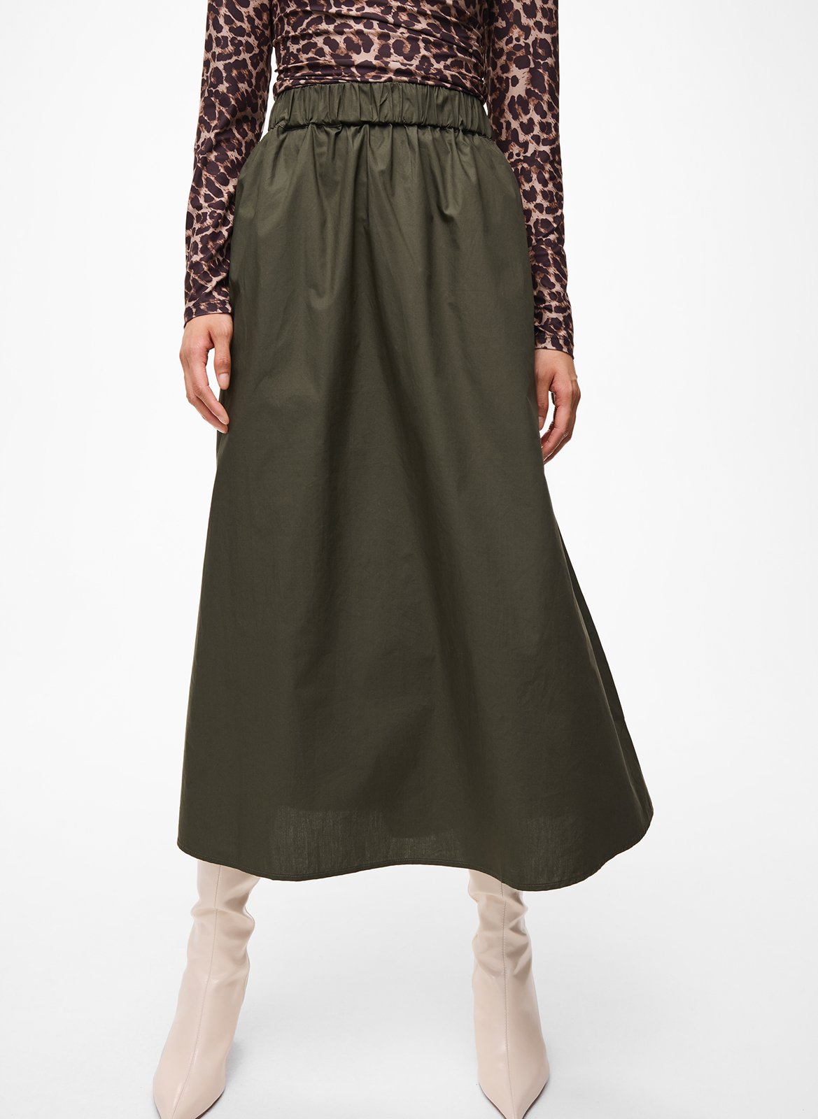 Jupe midi en coton bio VILA Vert