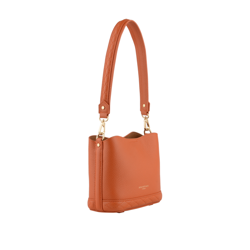 Satchel - cowhide leather POURCHET Orange