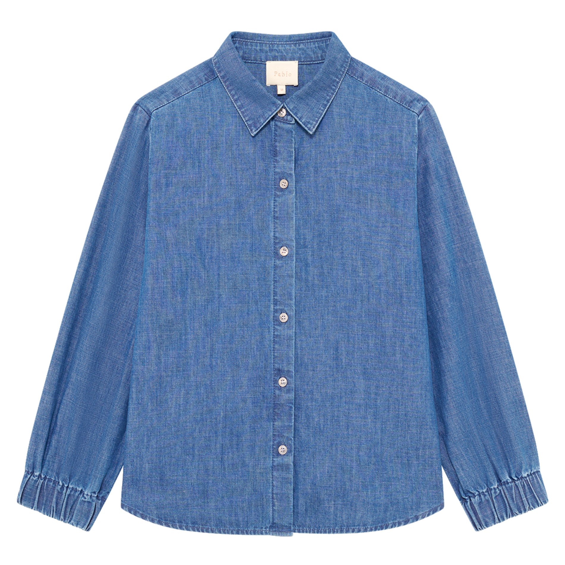 Chemise droite boutonnée en denim PABLO Bleu