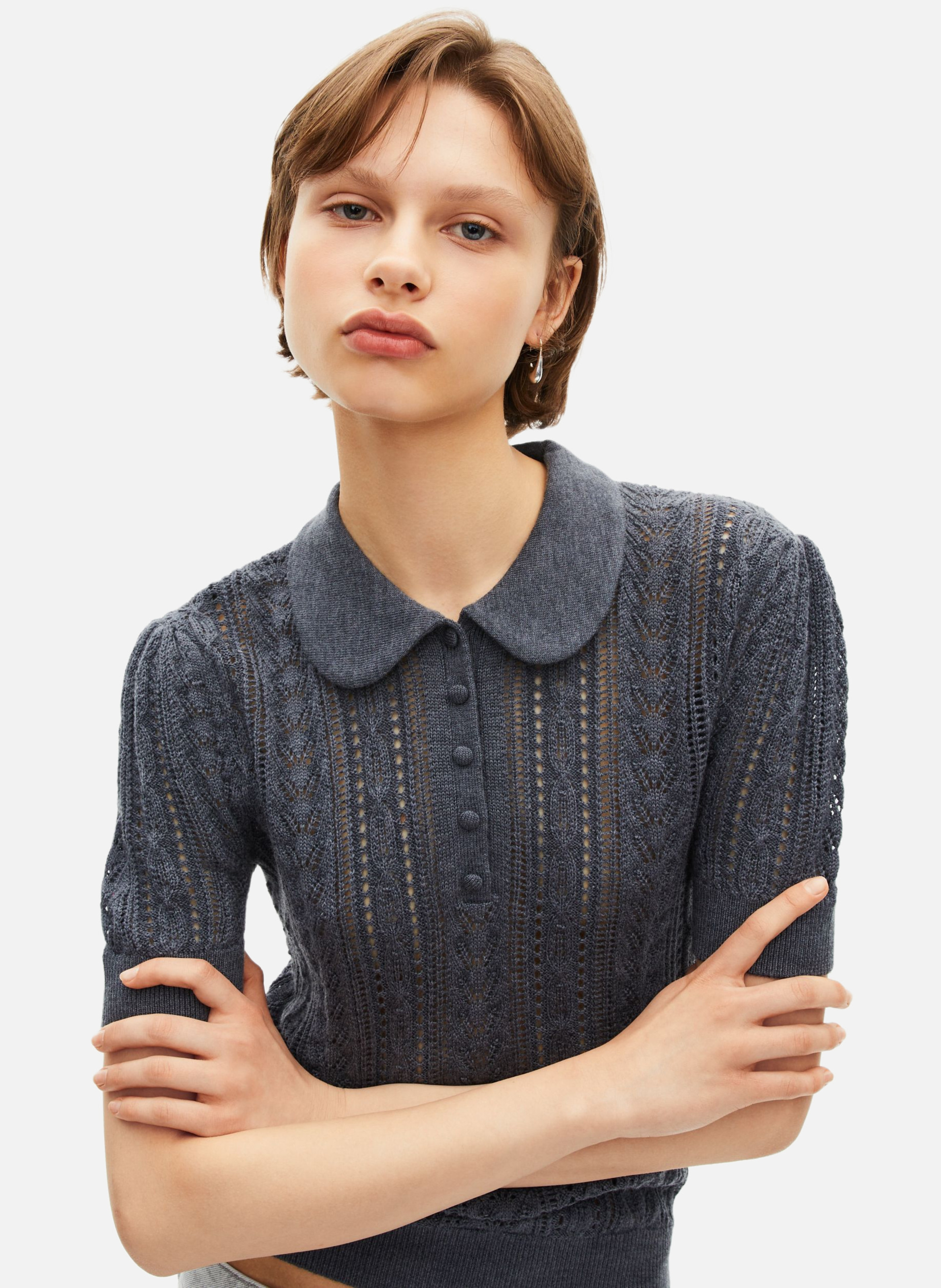 Paul short-sleeved merino wool sweater  THE KOOPLES Grey