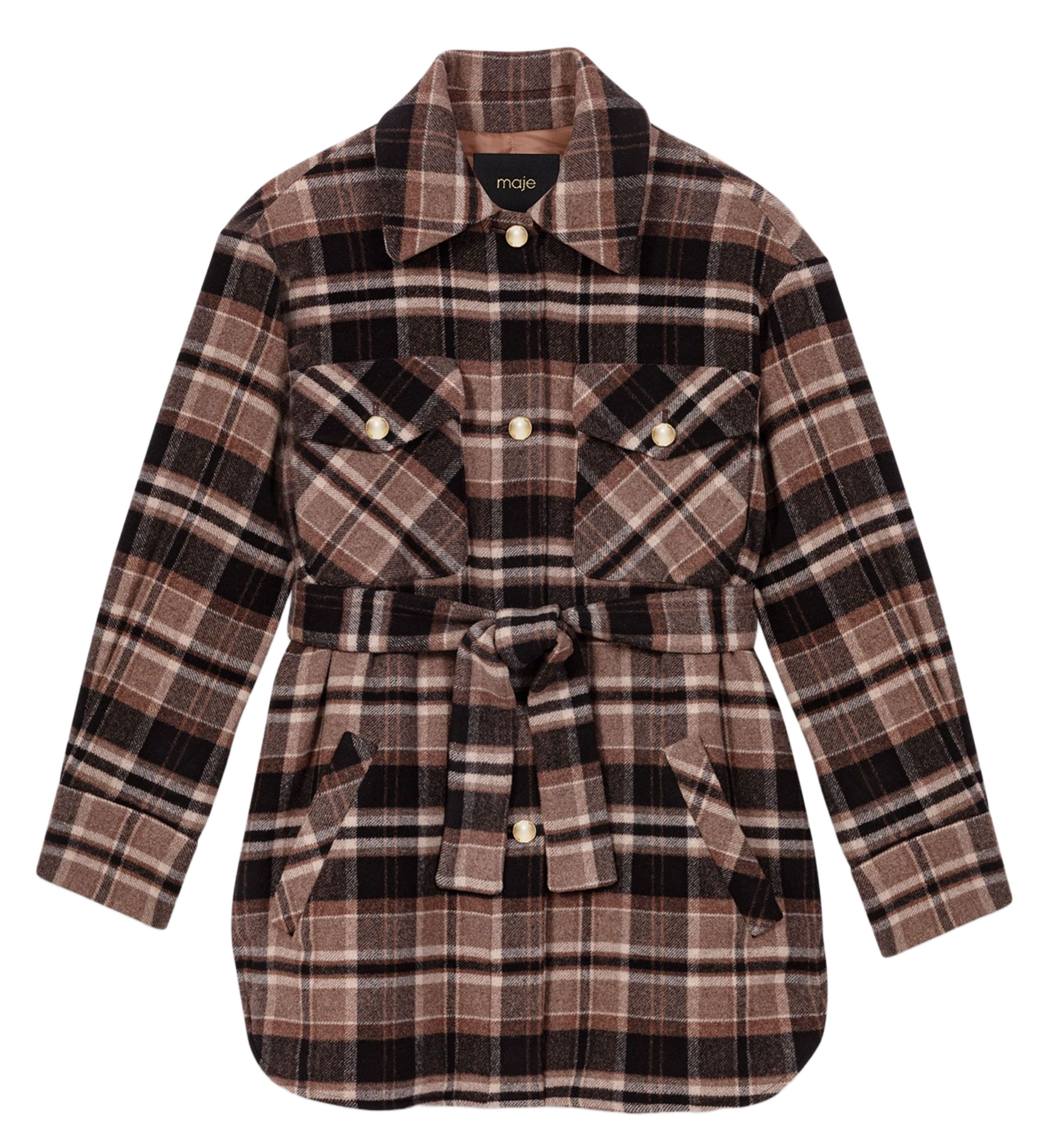 Manteau col classique en laine mélangée MAJE Marron