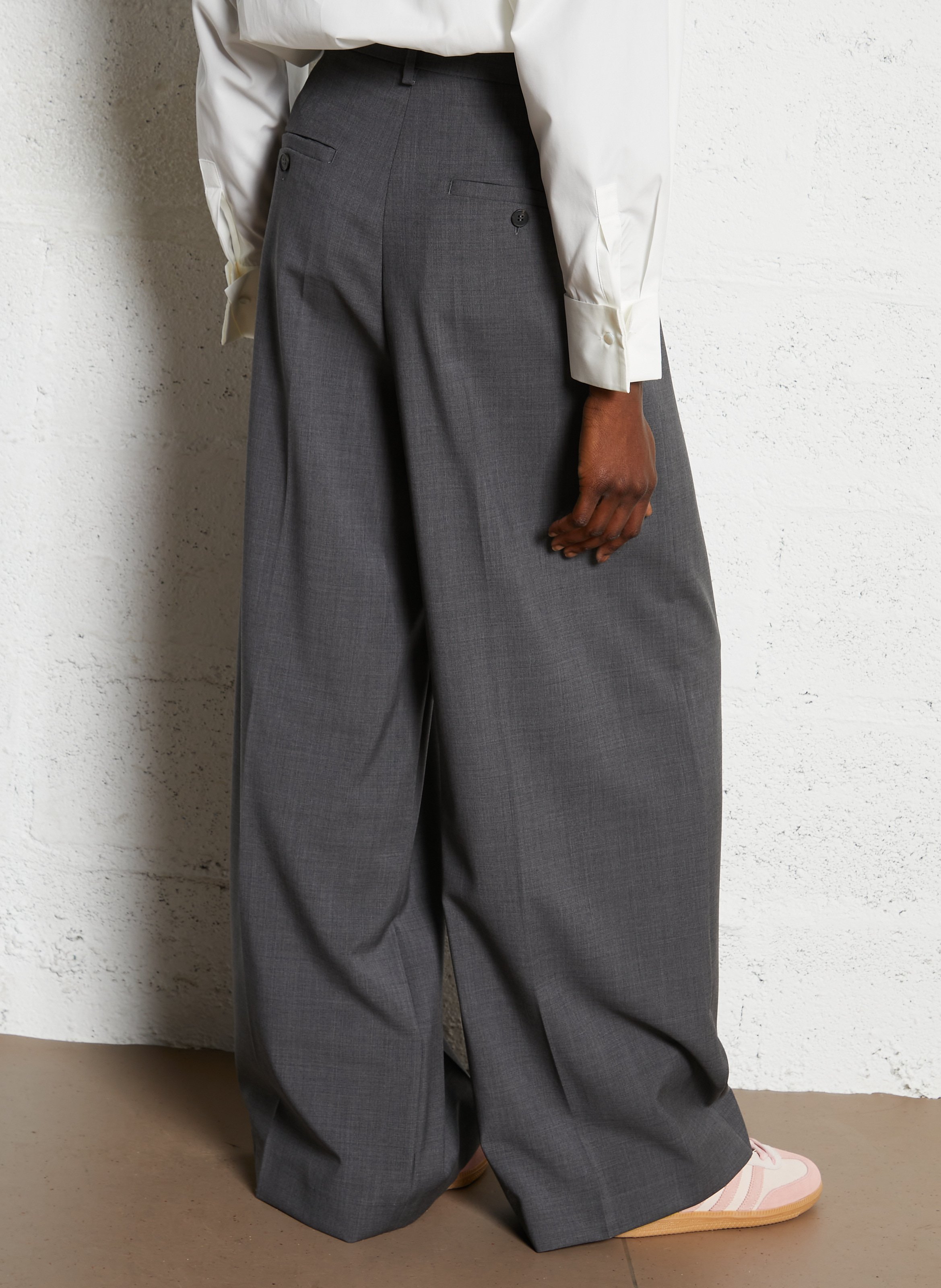 Wide-leg front-pleated wool pants MAX MARA WEEK END Silver