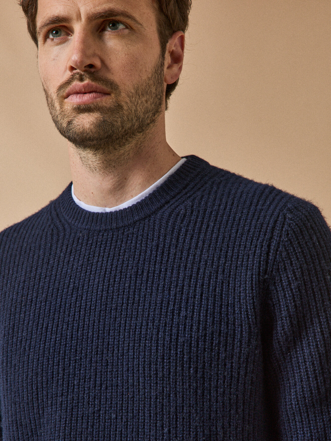 Rib-knit round-neck T-shirt CYRILLUS Blue