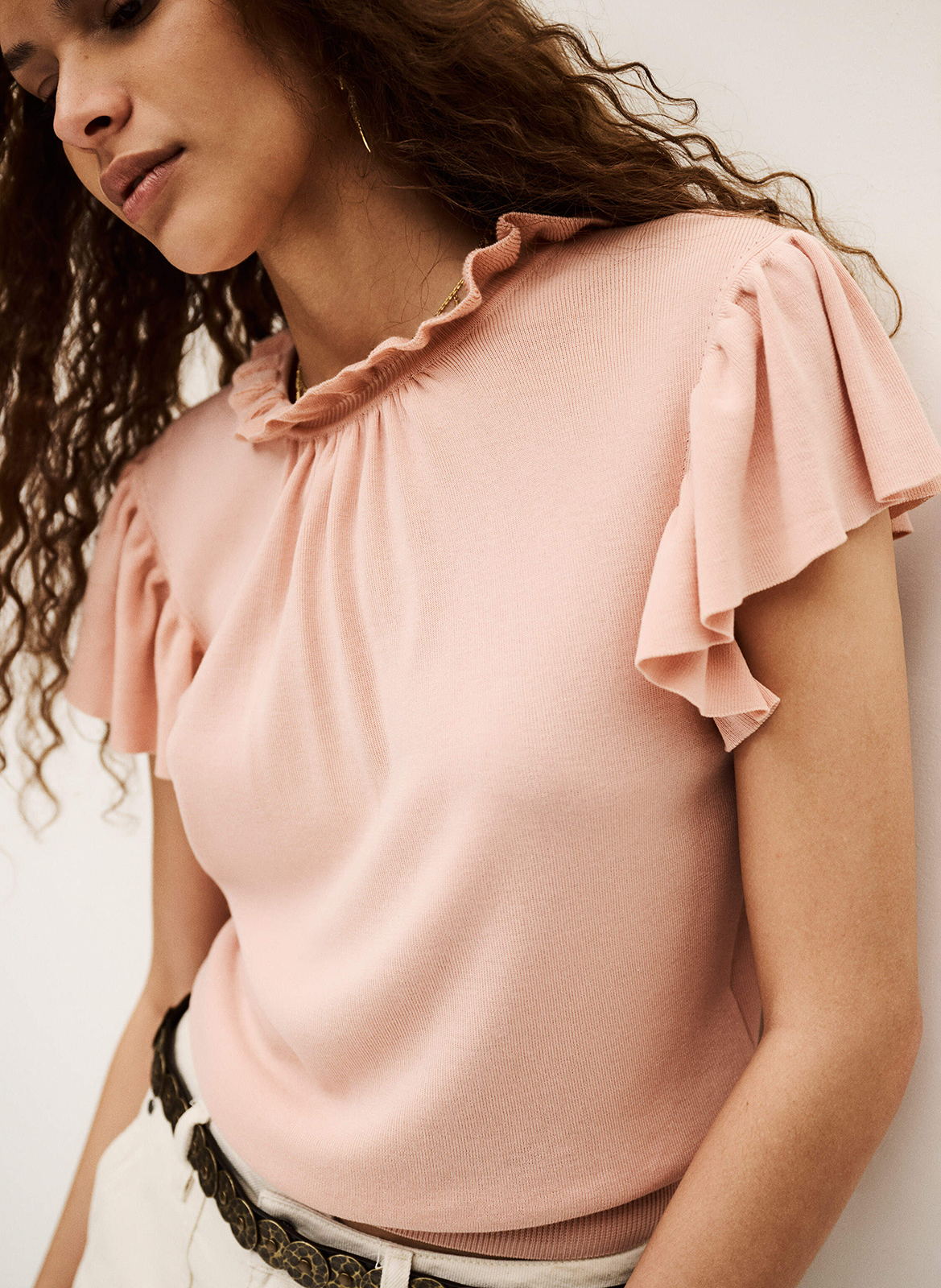 Straight-cut knit sweater BA&SH Pink