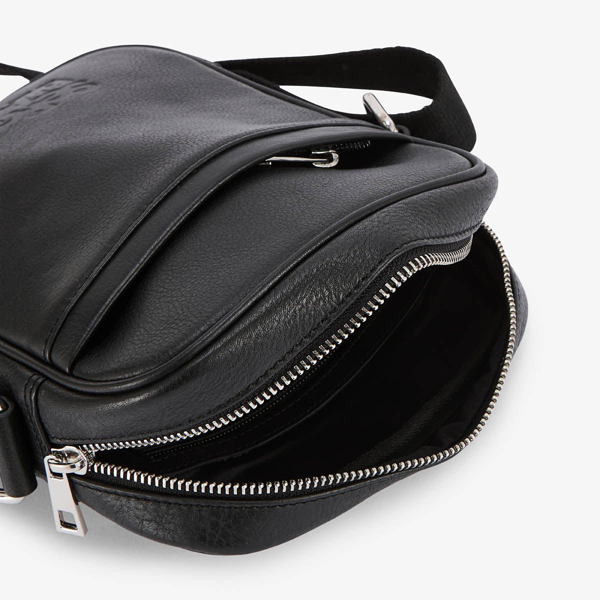 Small leather crossbody bag with embossed logo SERGE BLANCO Black