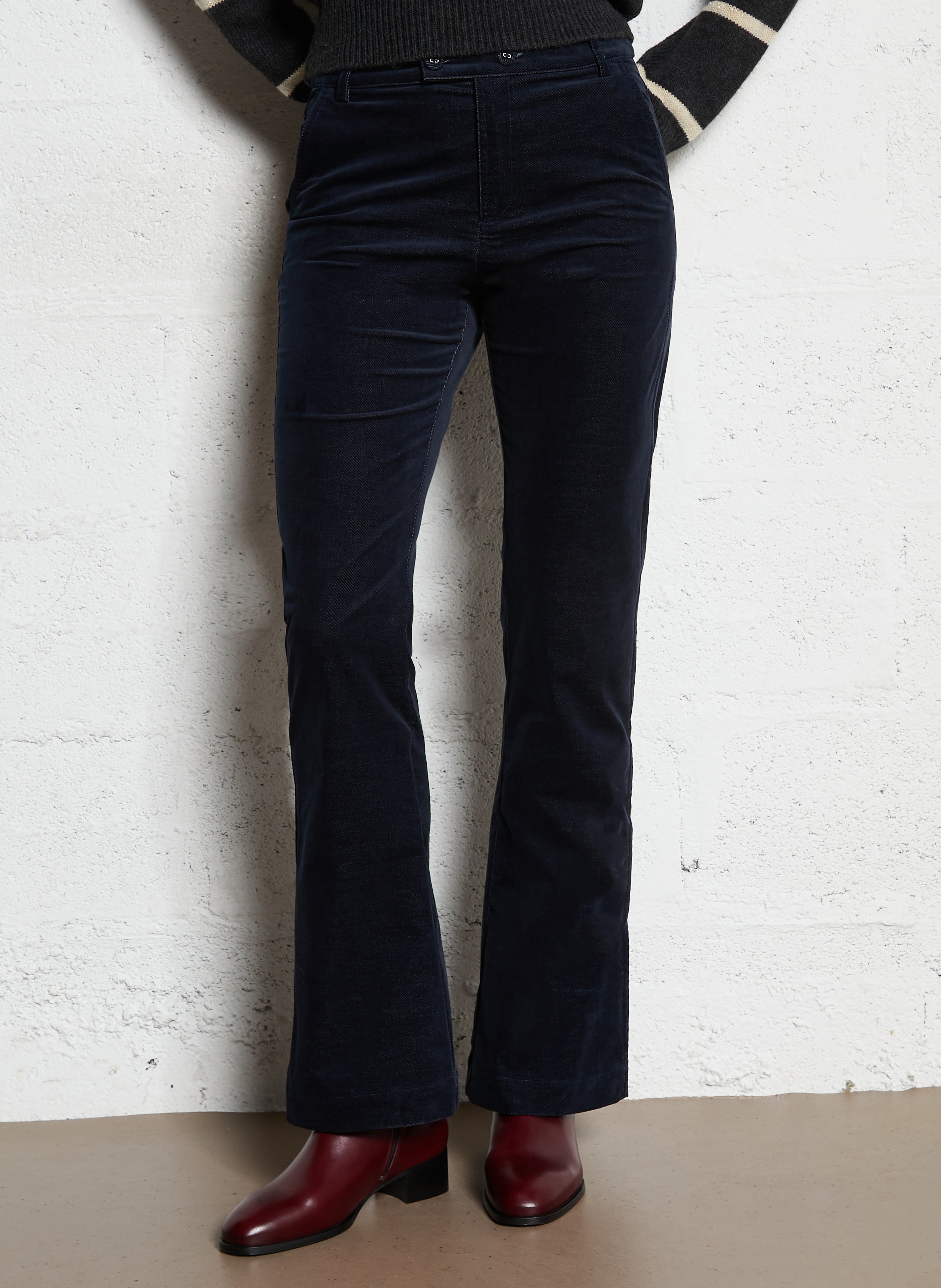 Pantalon droit en coton mélangé I CODE Bleu