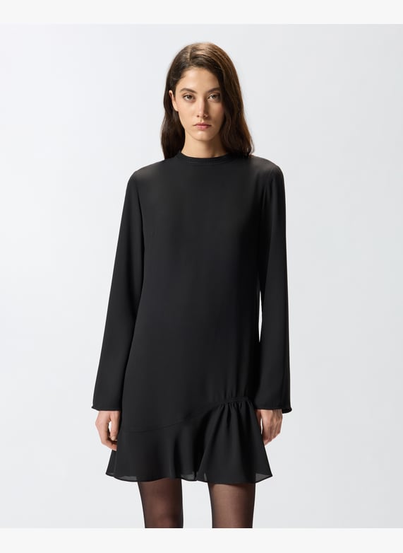 Short and flowy dress in technical crepe fabric Black Pinko - Women | Place des Tendances Short and flowy dress in technical crepe fabric Black Pinko - Women | Place des Tendances