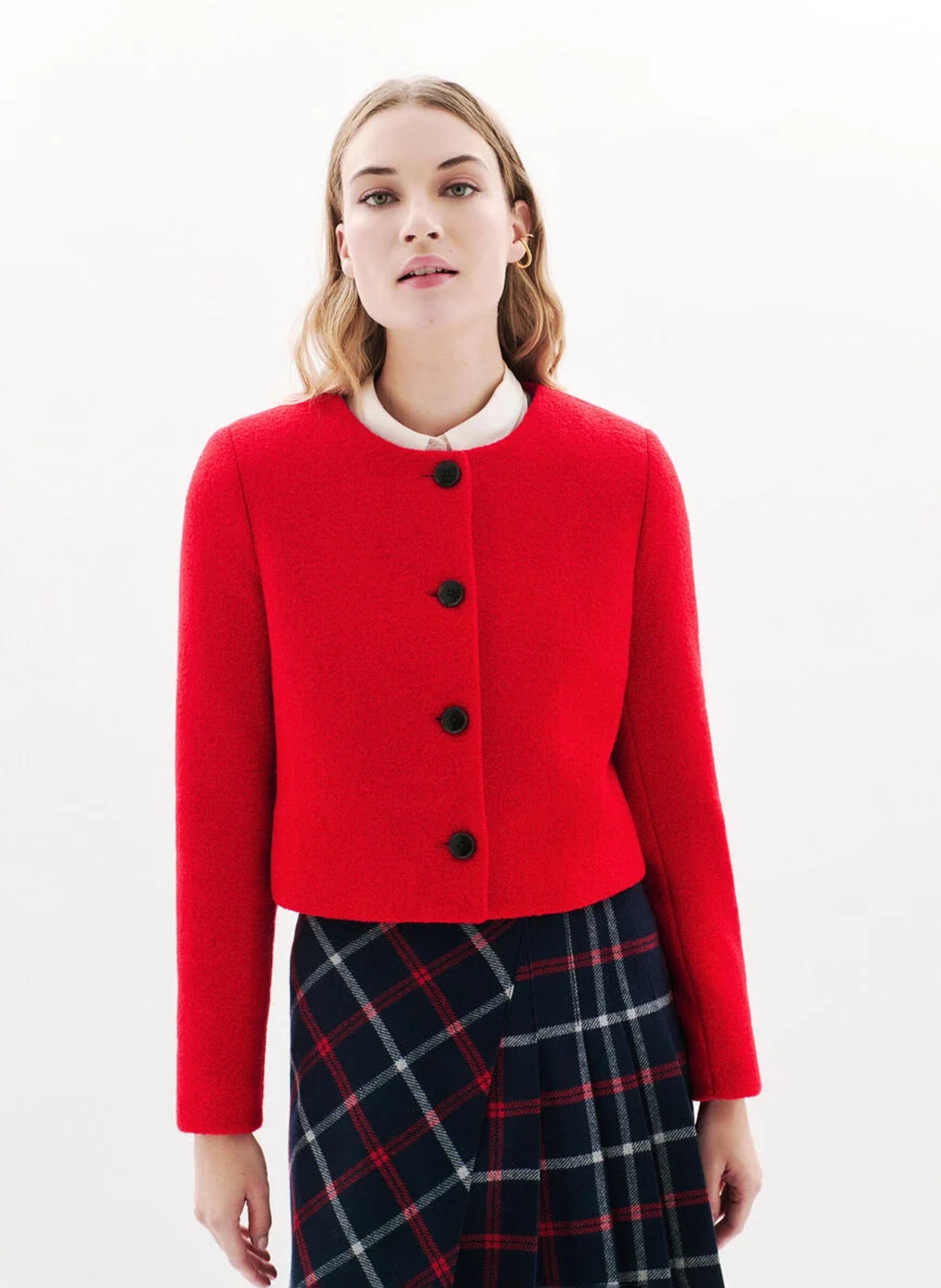 Round-neck wool jacket CAROLL Red