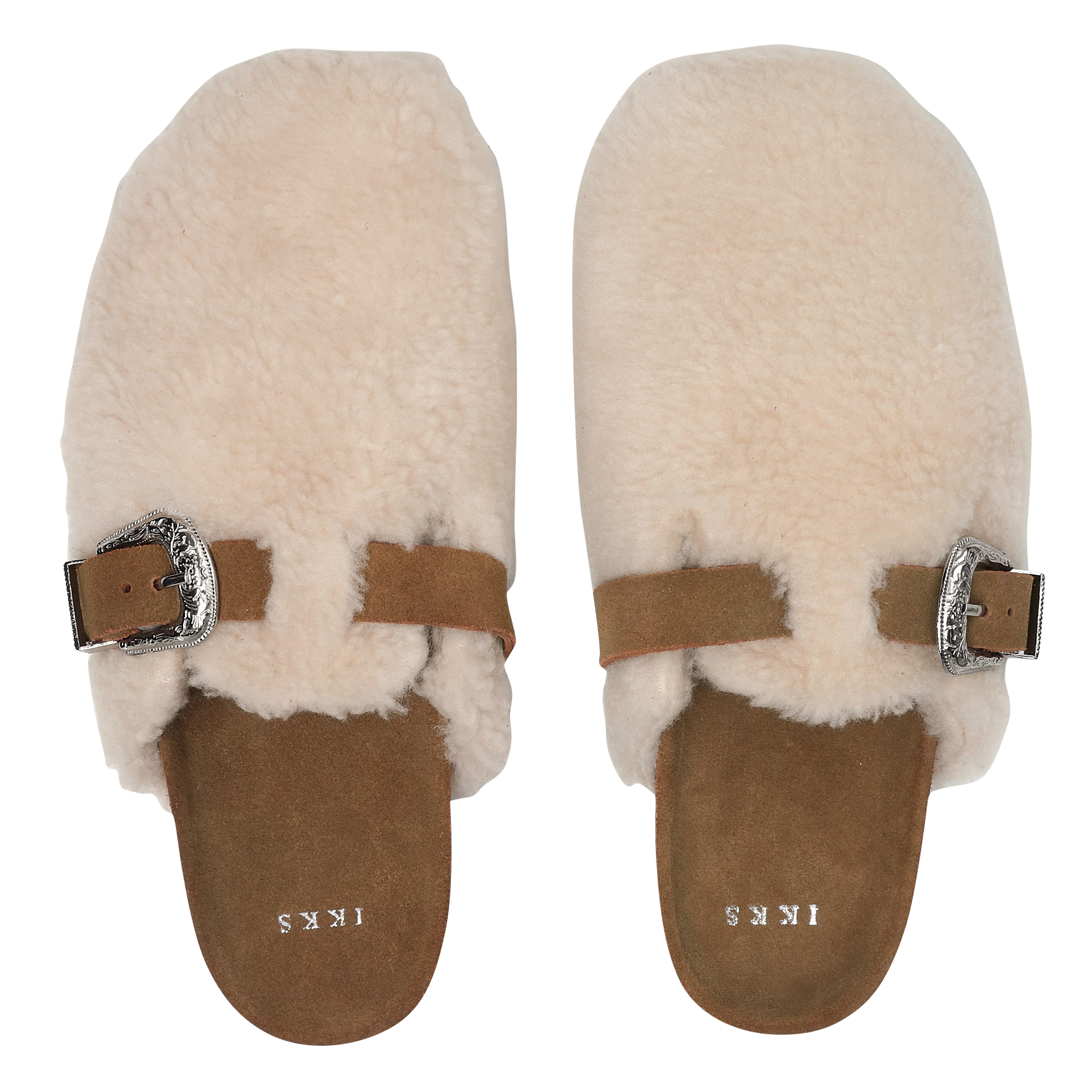 Flat mules in synthetic fur IKKS White