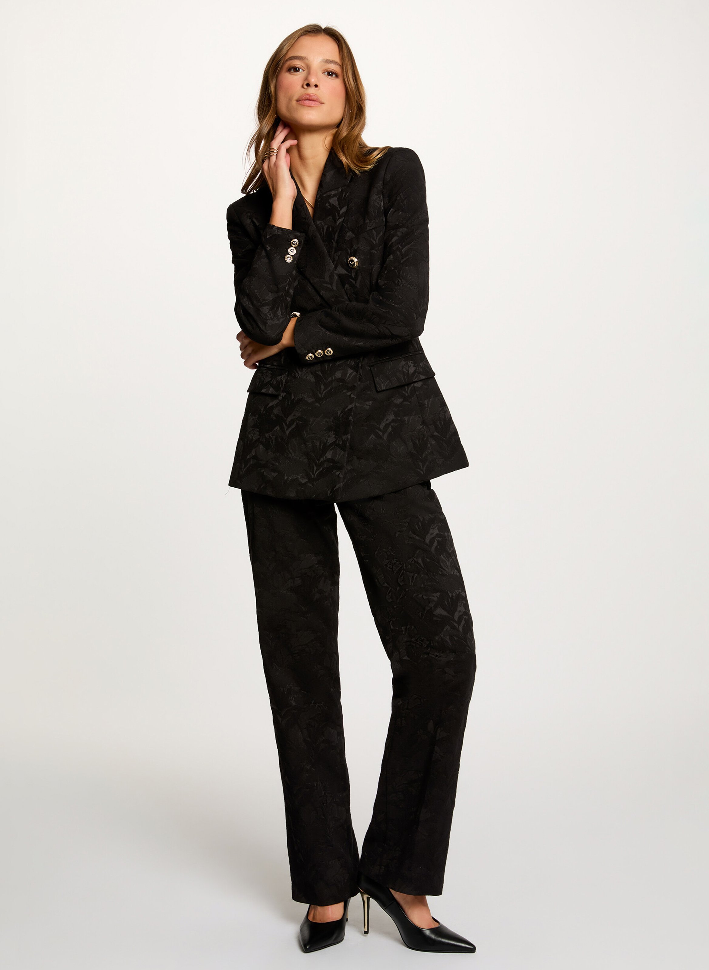Veste tailleur en jacquard imprimé MORGAN Noir