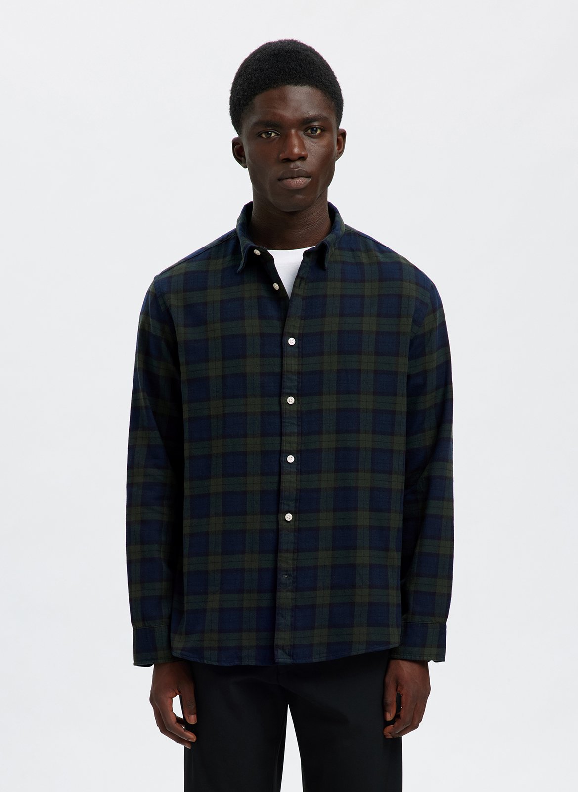 Bio-Baumwollbluse mit klassischem Kragen SELECTED Grun