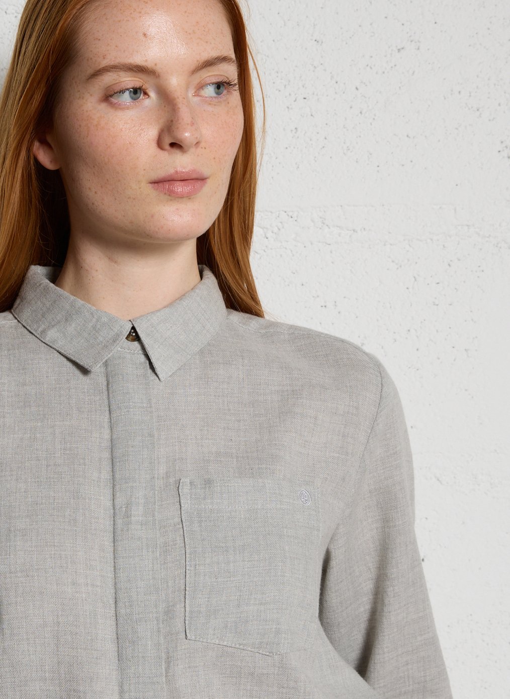 Chemise droite col classique en coton mélangé LA PETITE ETOILE Gris