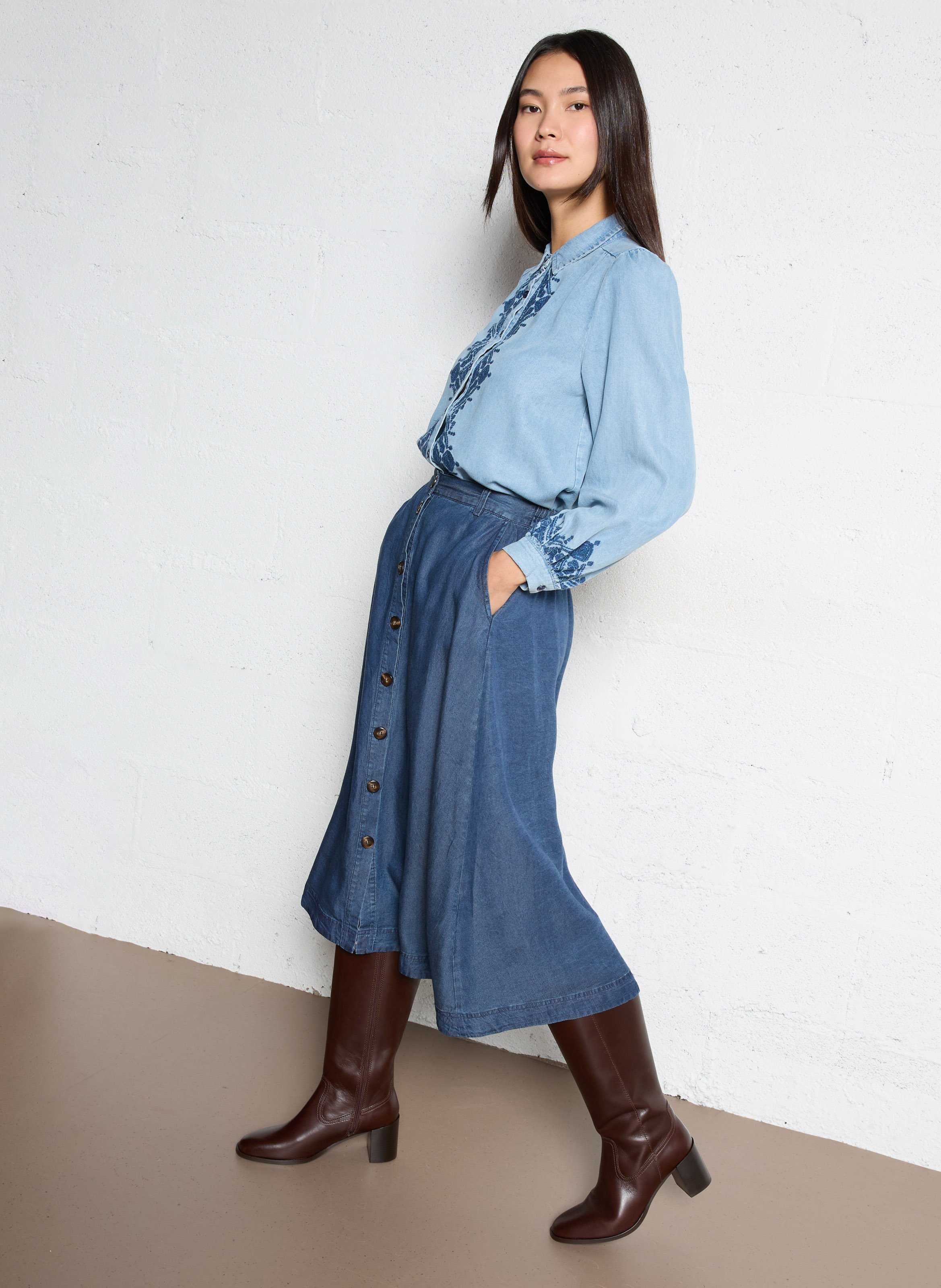 Chemise brodée ample col classique  LA PETITE ETOILE Jean Stone