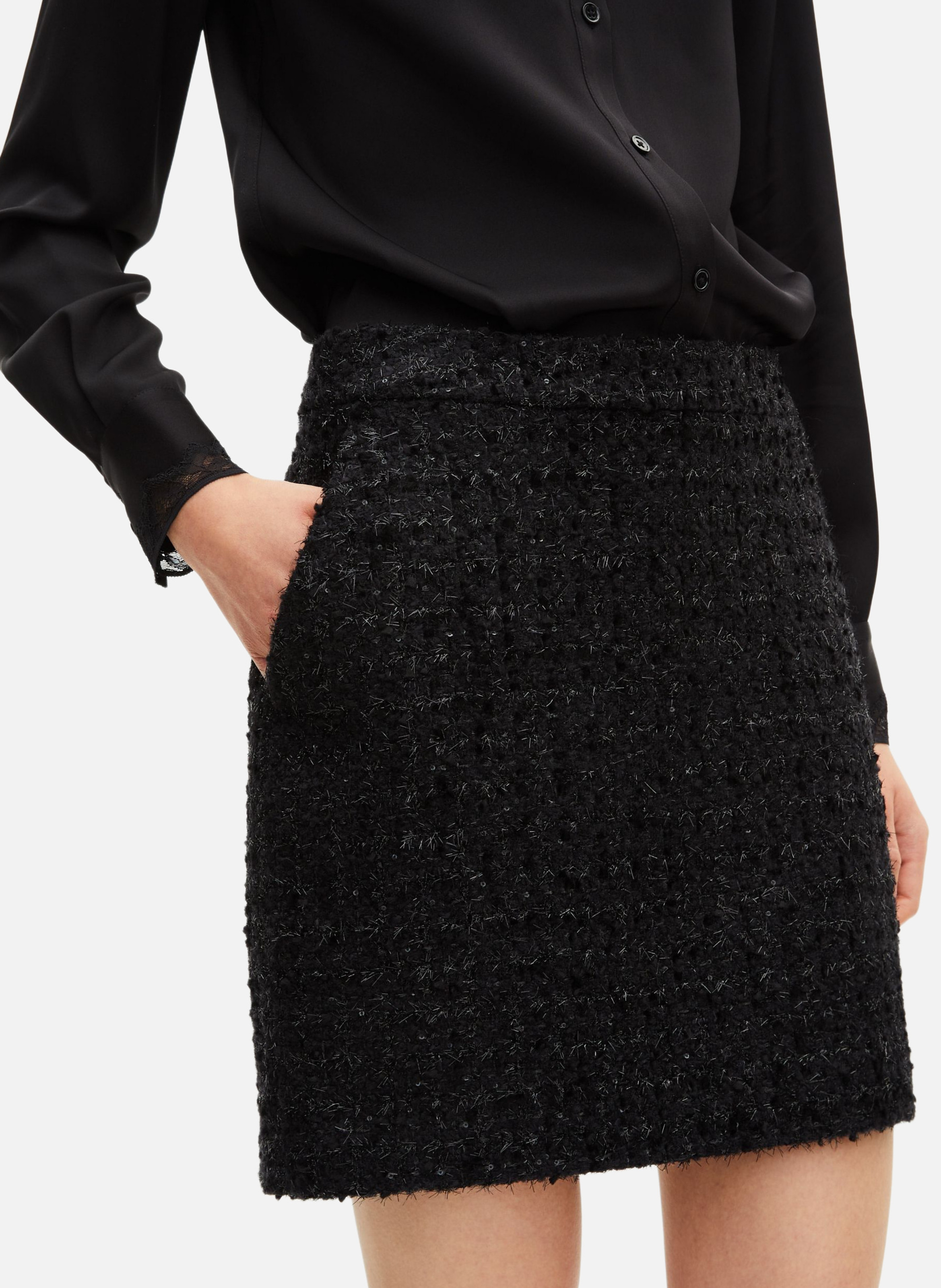 Short skirt in shiny tweed THE KOOPLES Black