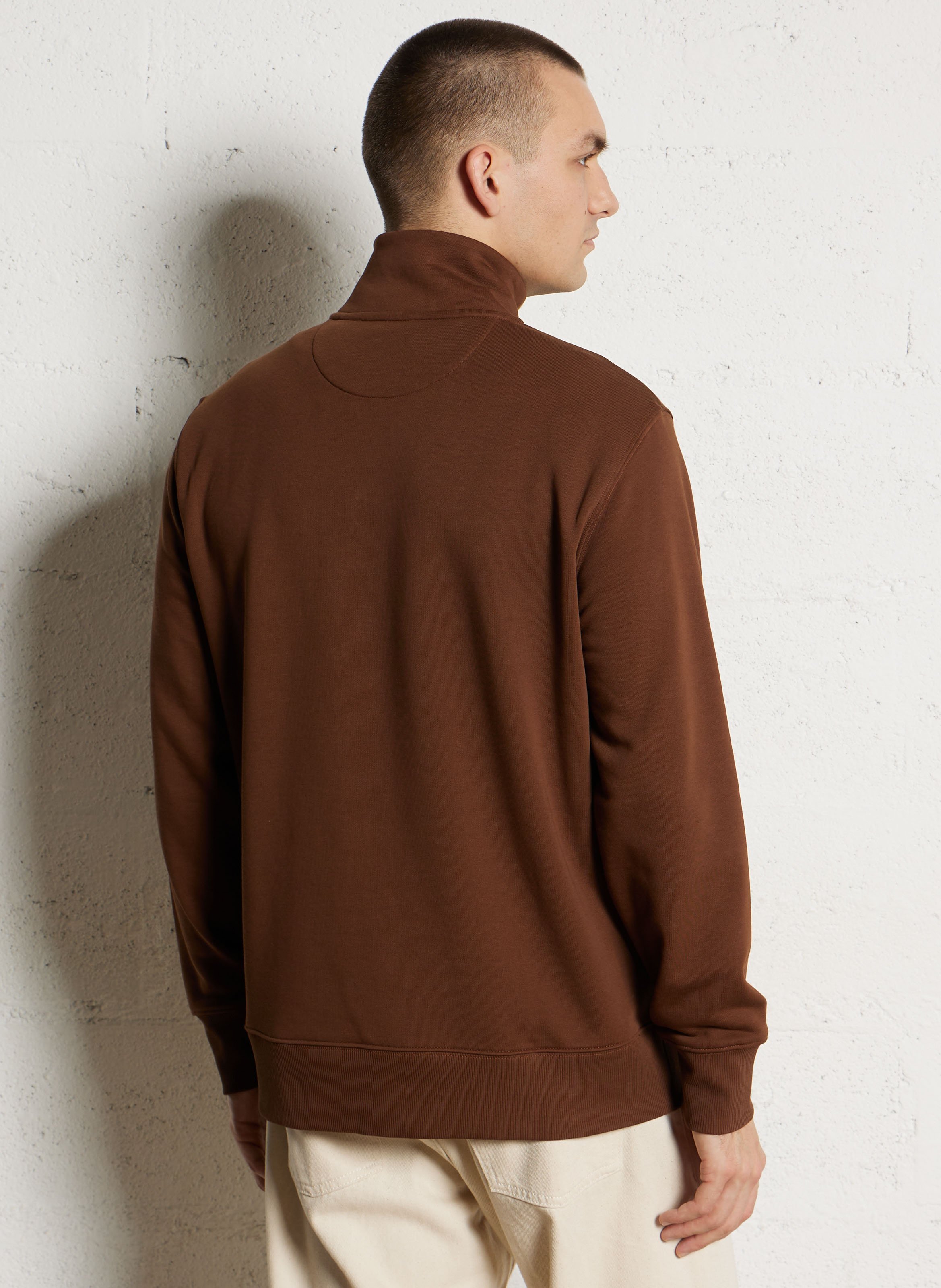 Sweat col montant zippé uni  GANT Marron