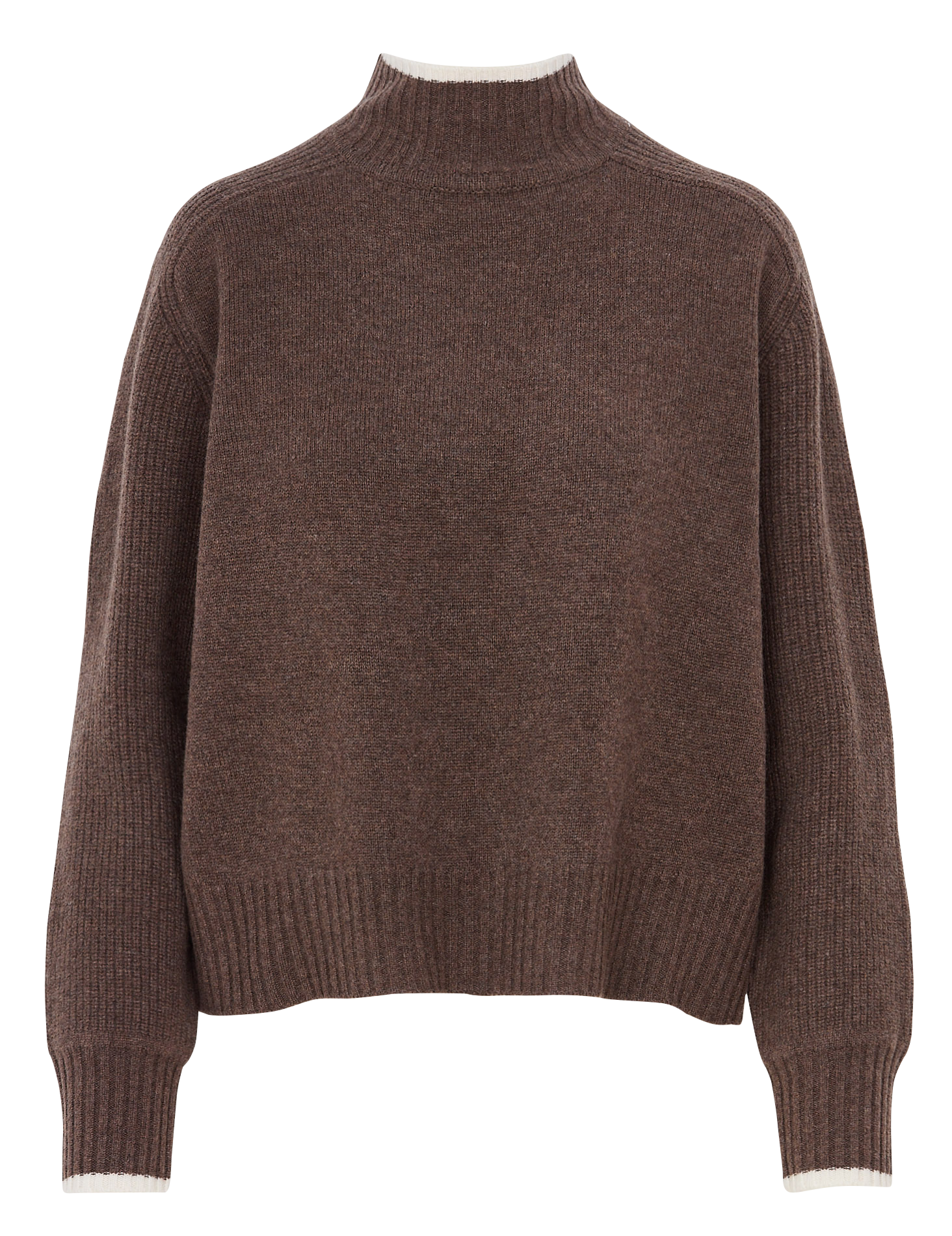 Pull oversize col montant en laine et cachemire KOOKAI Marron