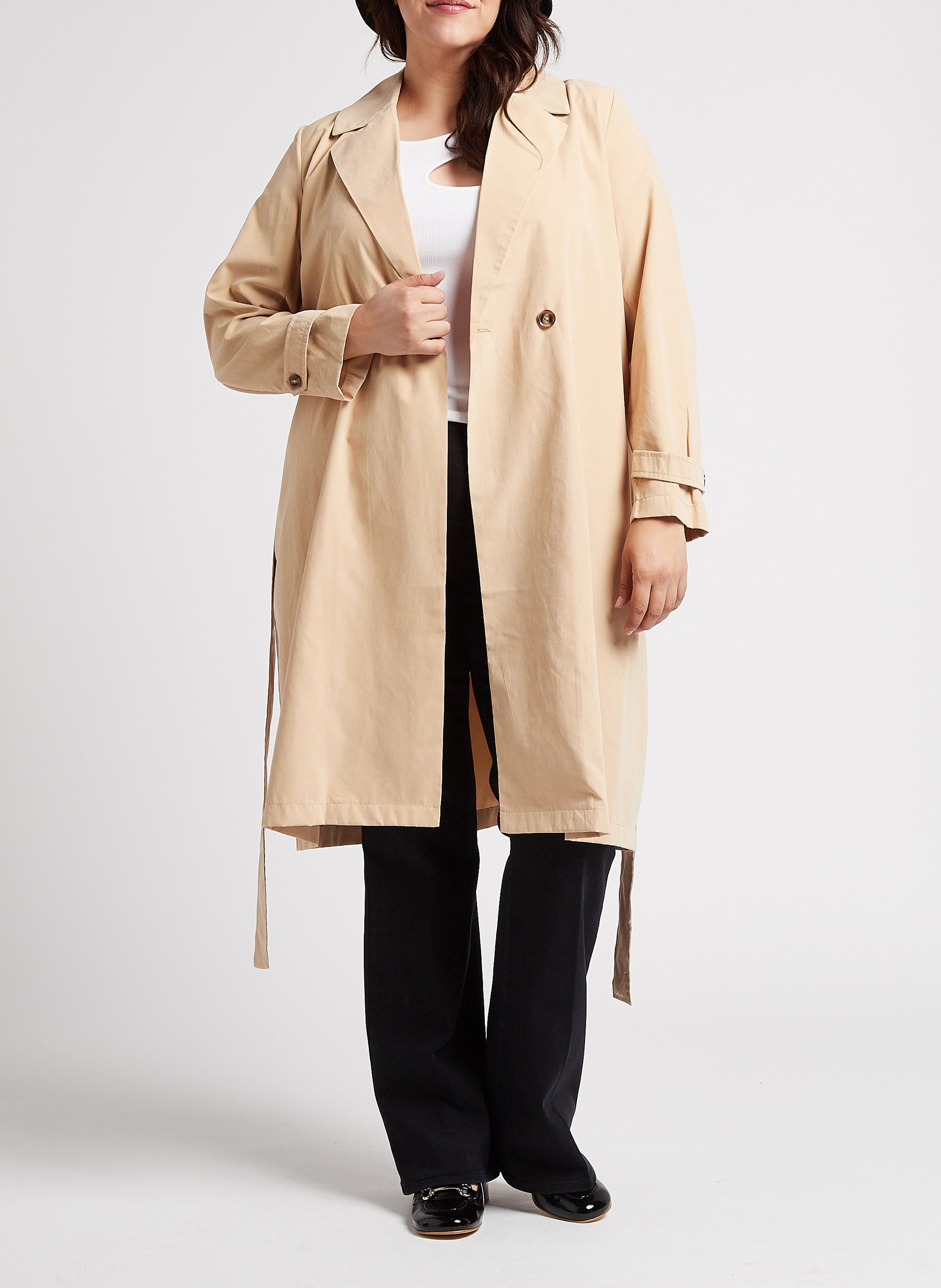 Trench-coat droit ceinturé EVOKED Marron