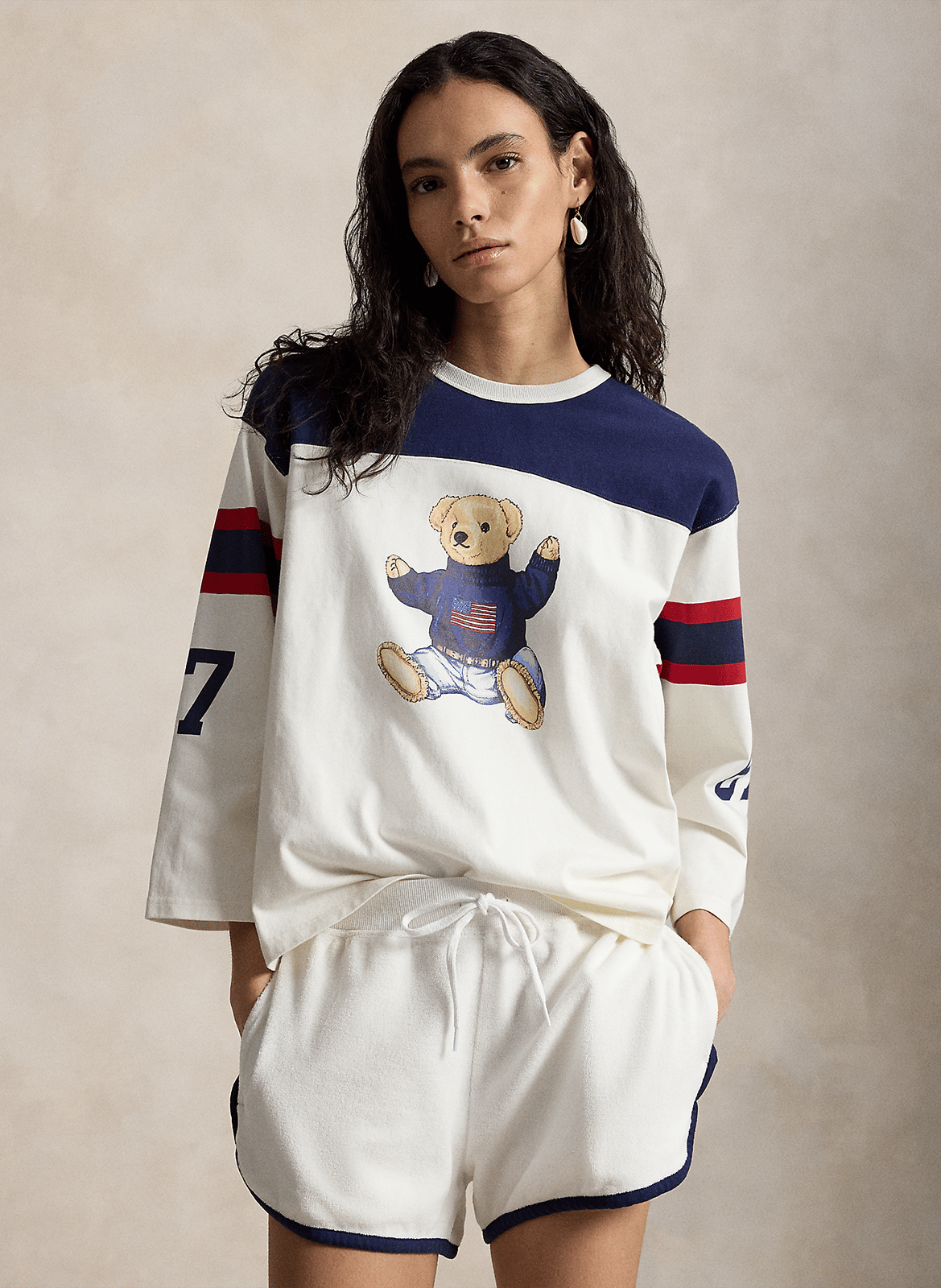 Tee-shirt droit col rond en coton POLO RALPH LAUREN Blanc