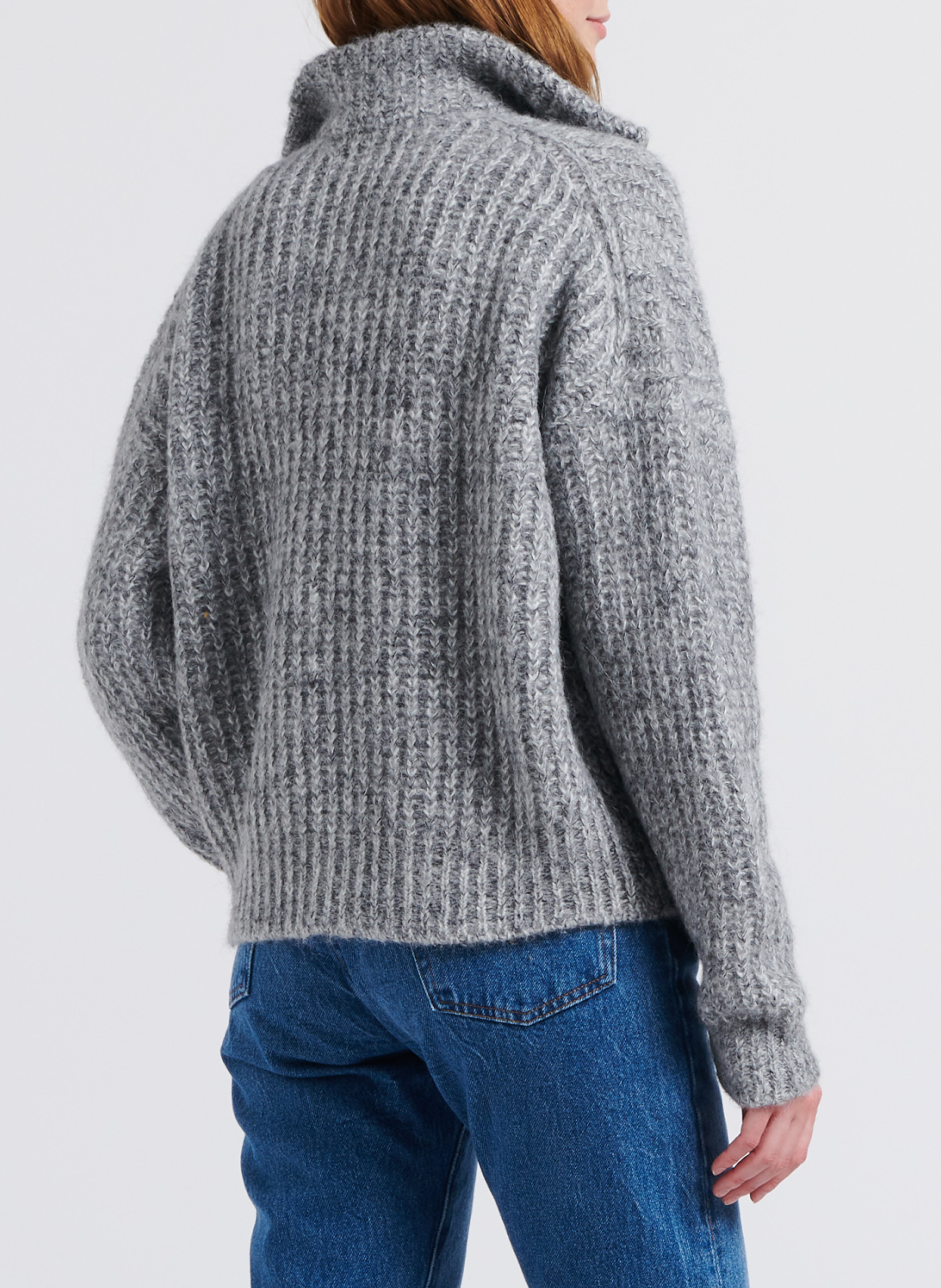 Pull col montant en laine mélangée BA&SH Noir