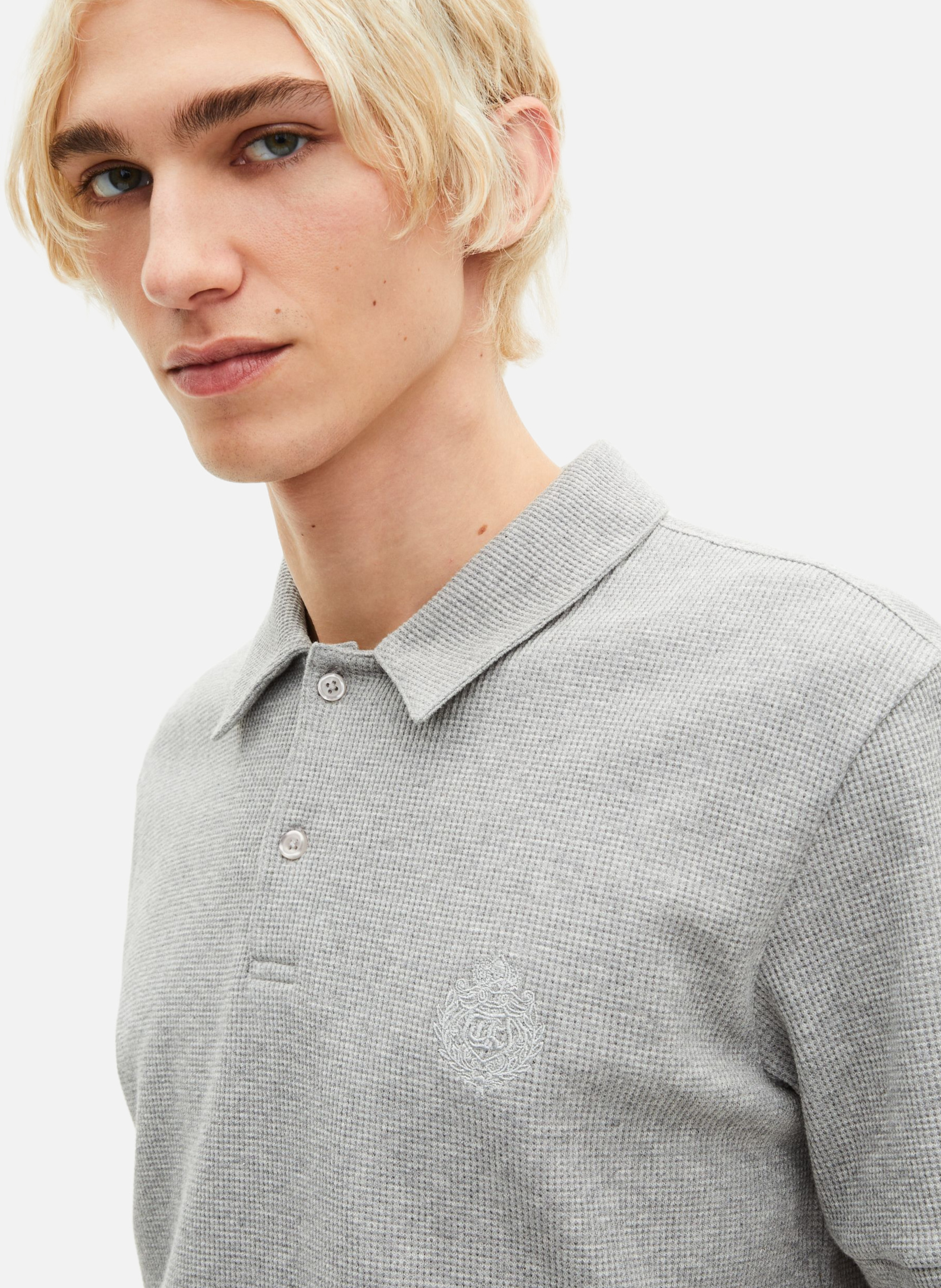 Honeycomb Polo Shirt with Crest THE KOOPLES Grey