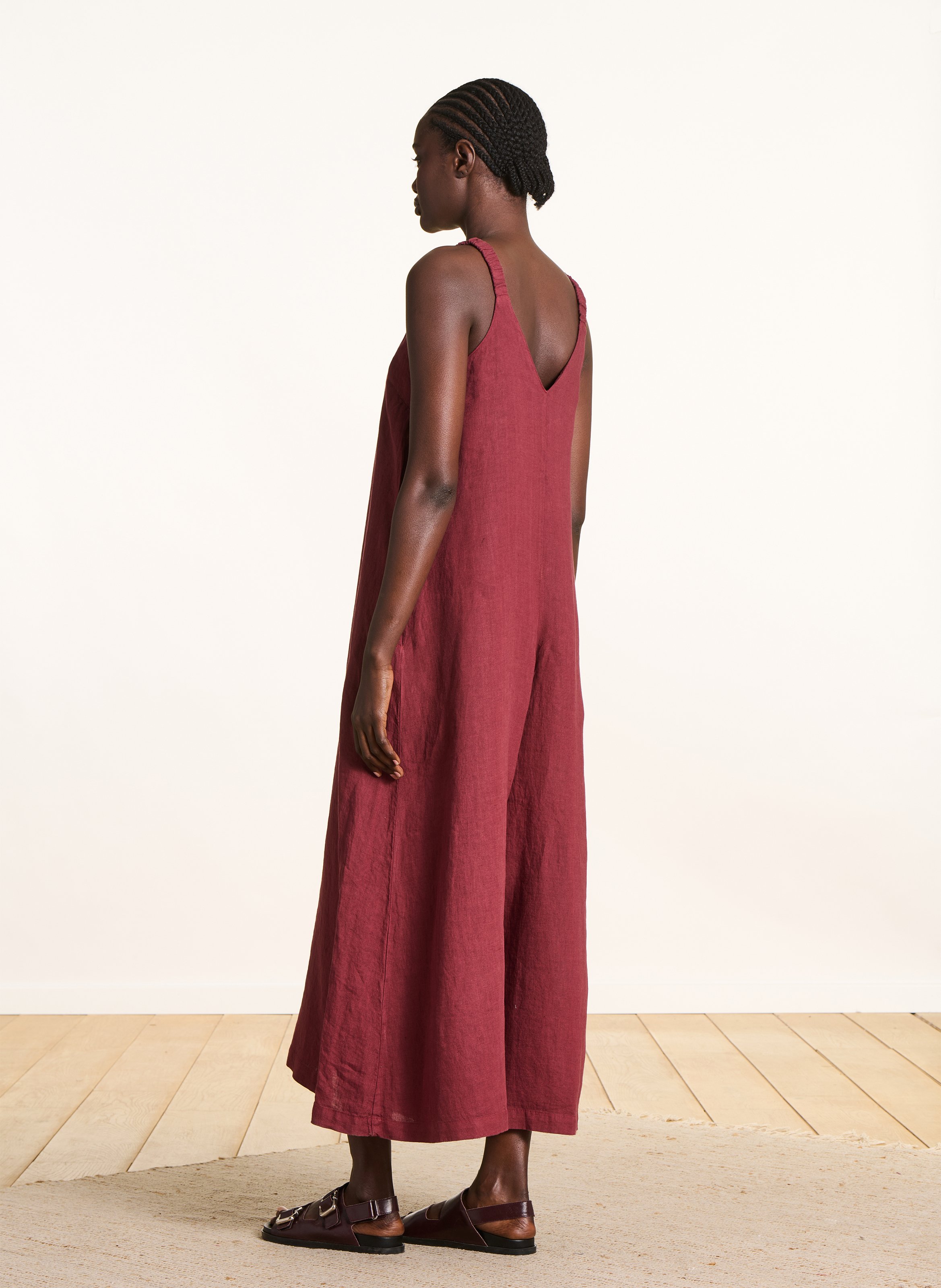 Effen linnen jumpsuit | Bruin LA FEE MARABOUTEE Dames