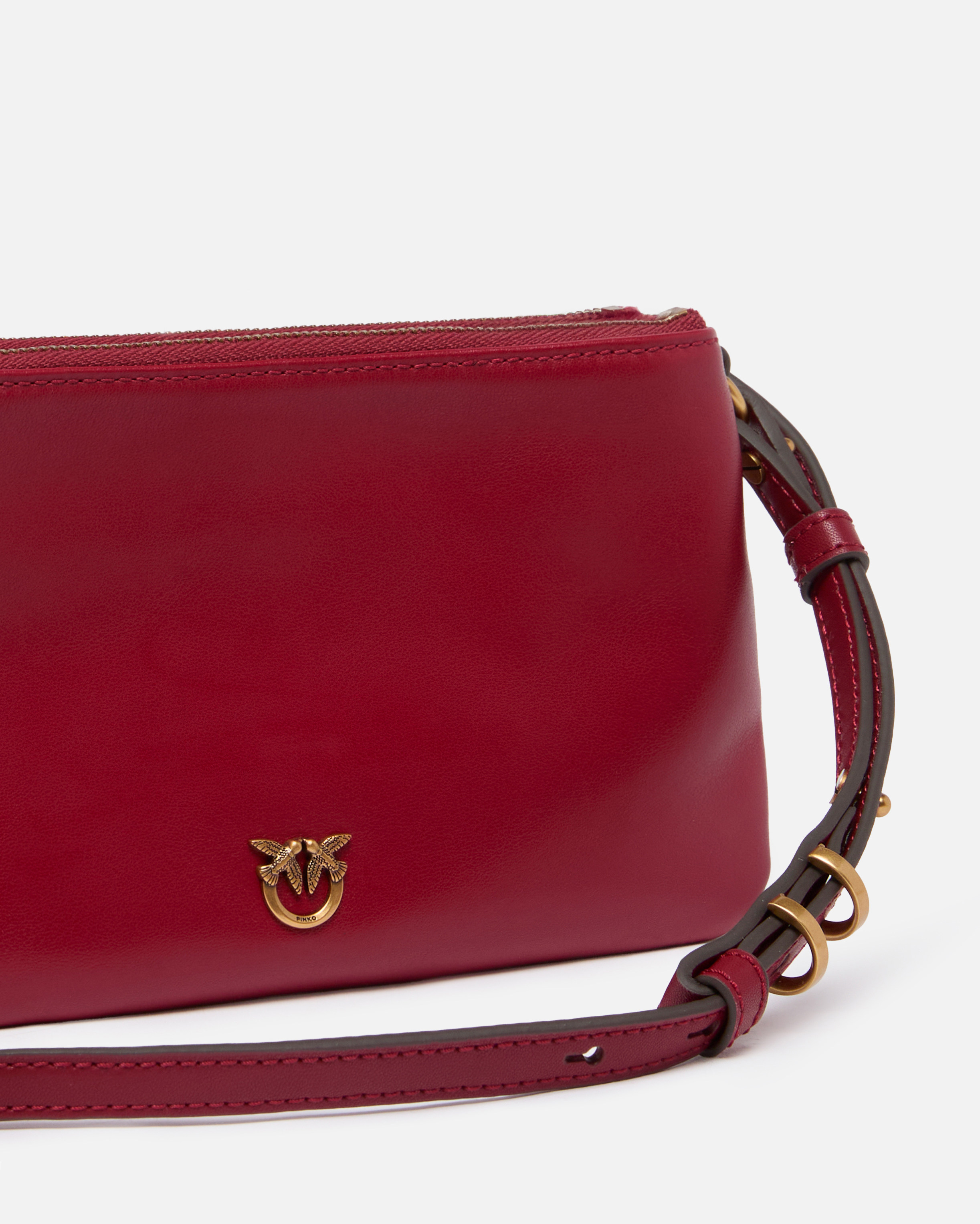 Small leather shoulder bag with love birds logo PINKO Red