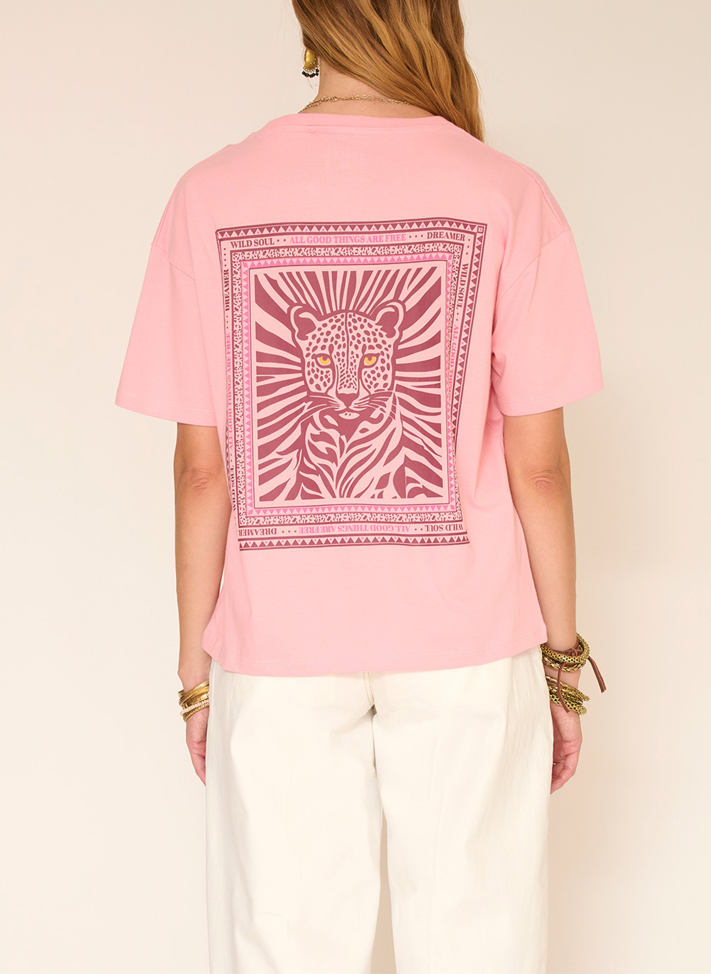 Floral print V-neck T-shirt MKT Pink