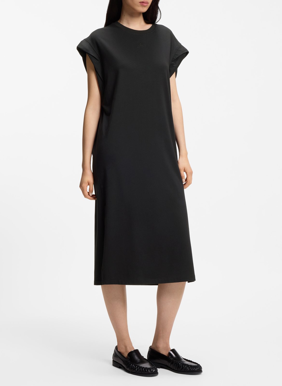 Straight midi dress with split BOSS Black