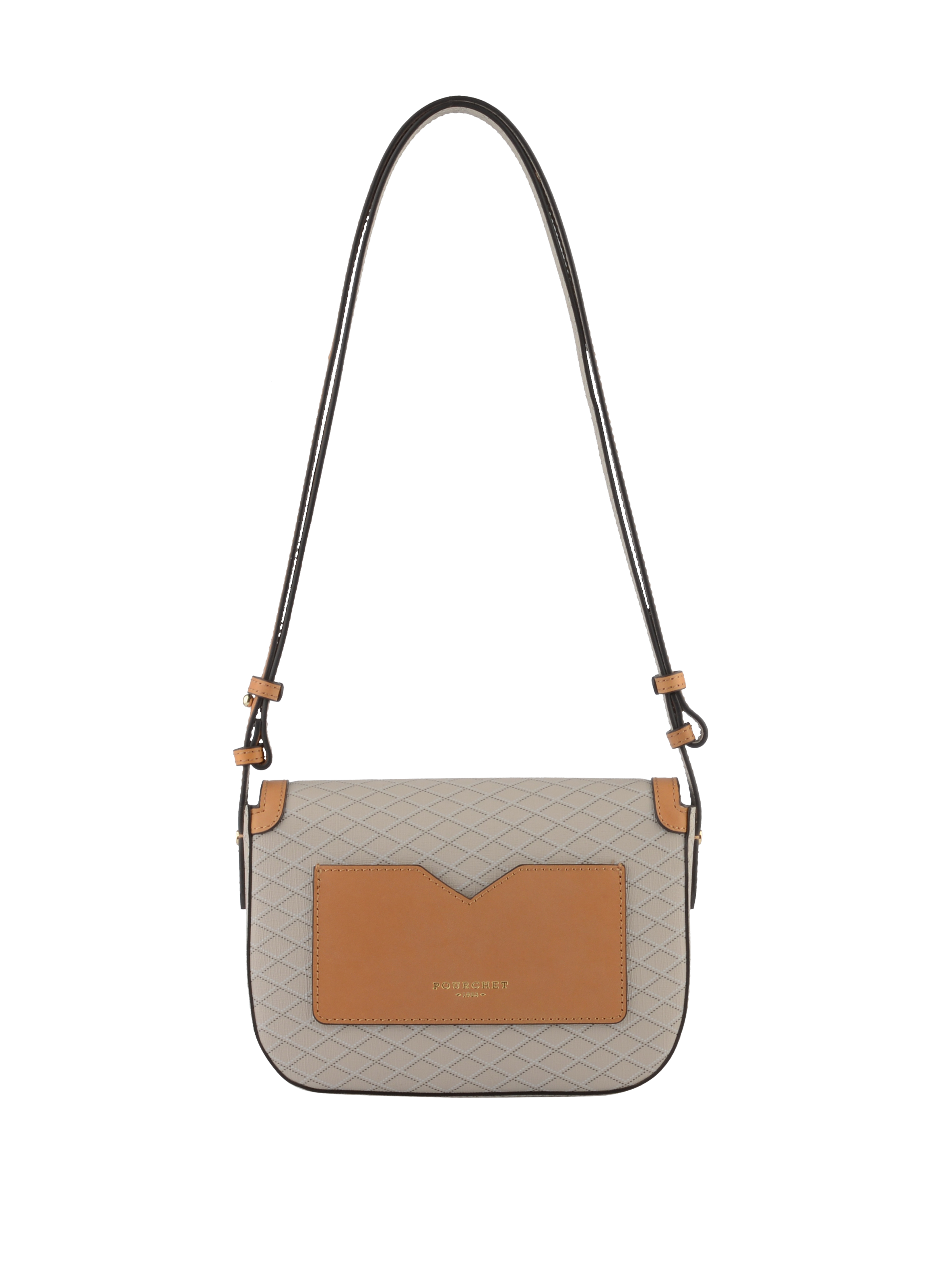 Coated canvas shoulder bag POURCHET Beige
