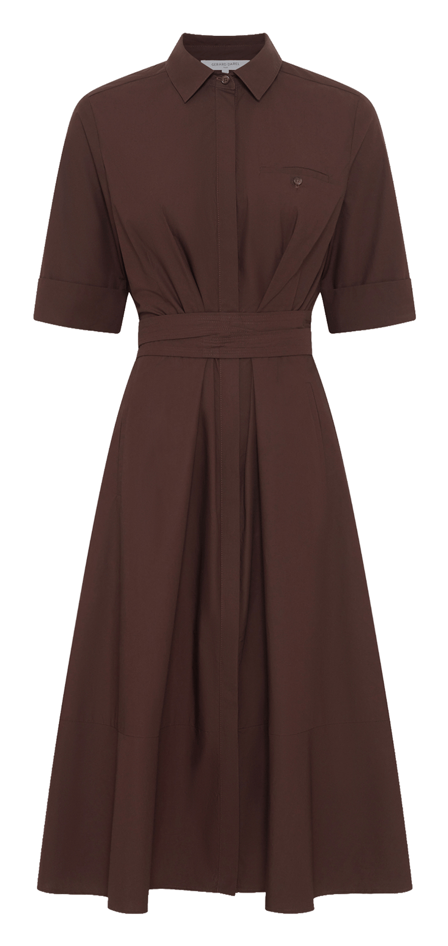 Robe midi ceinturée unie GERARD DAREL Marron