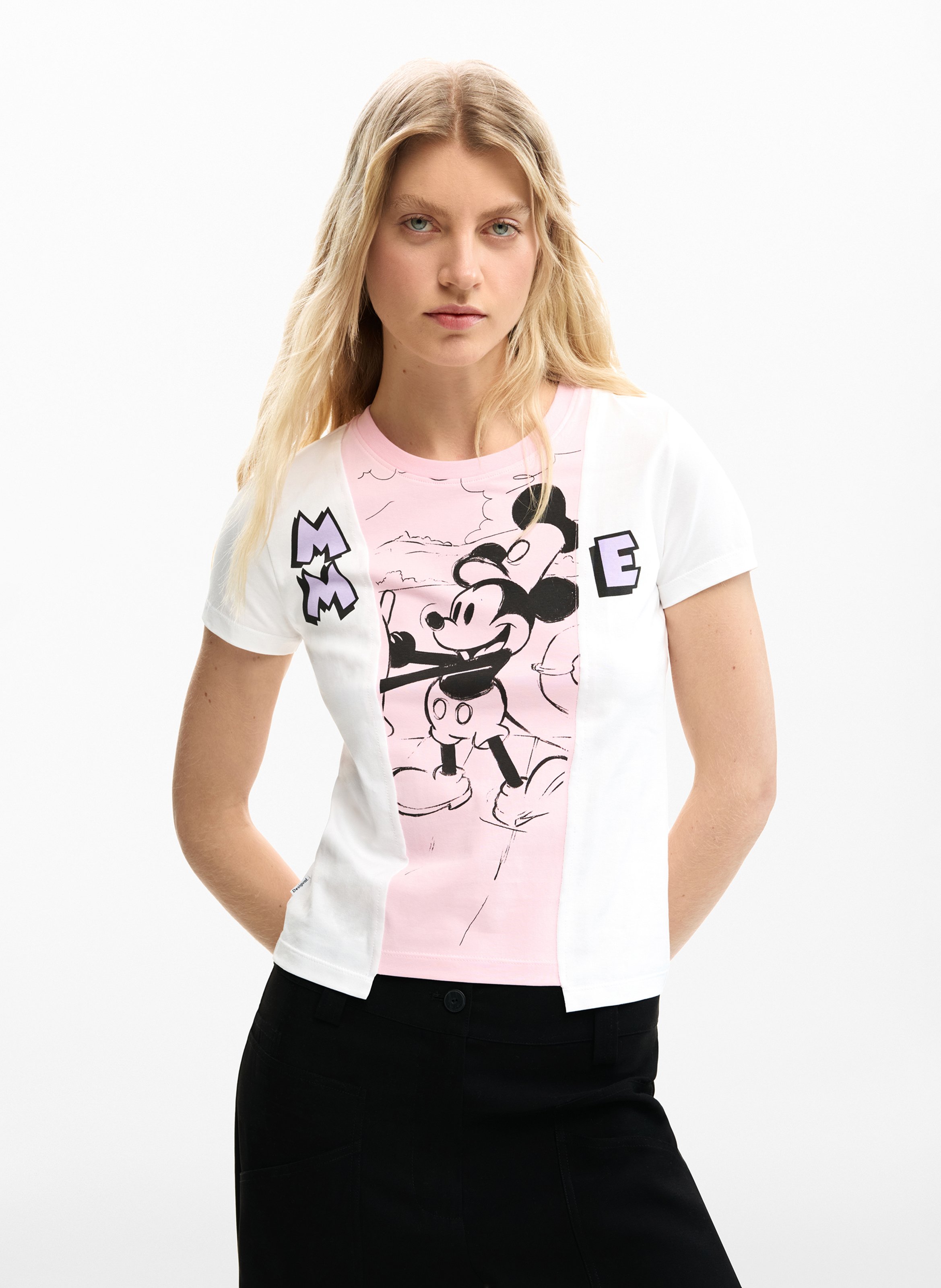Recht T-shirt met ronde hals en print DESIGUAL Wit
