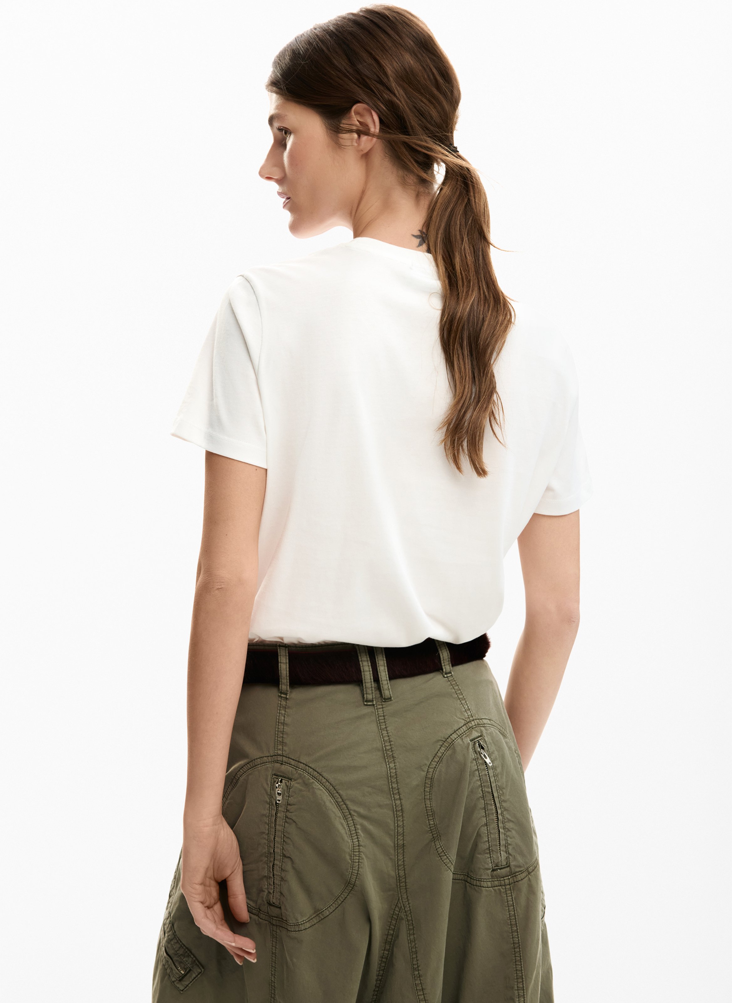 Bedrucktes T-Shirt mit geradem Schnitt vorne DESIGUAL Weiss