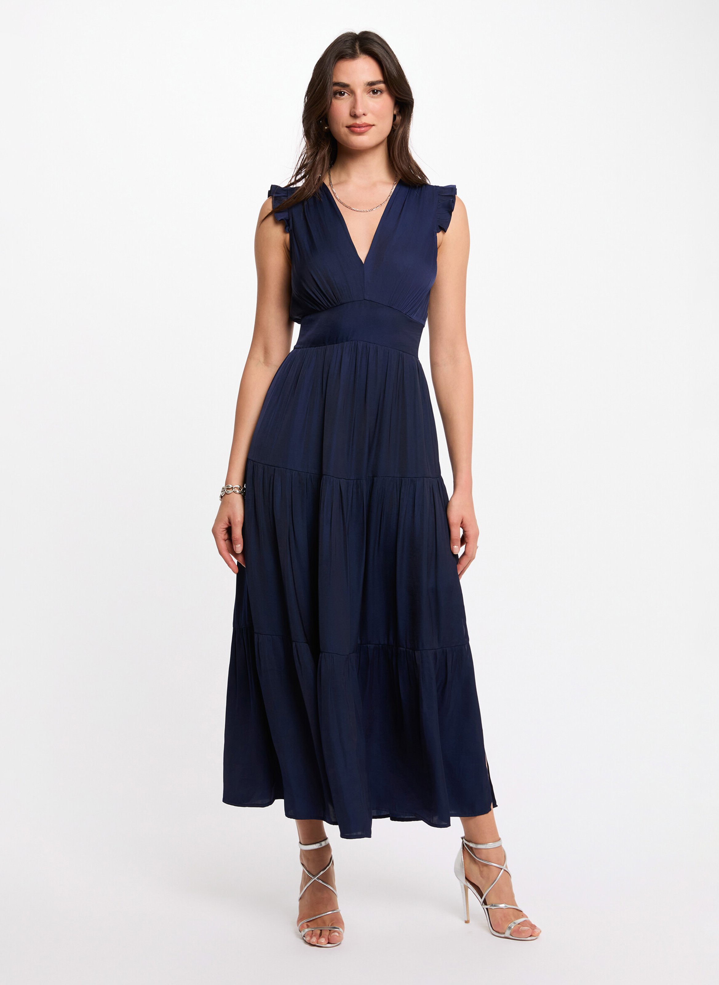 Robe longue col V ample MORGAN Bleu