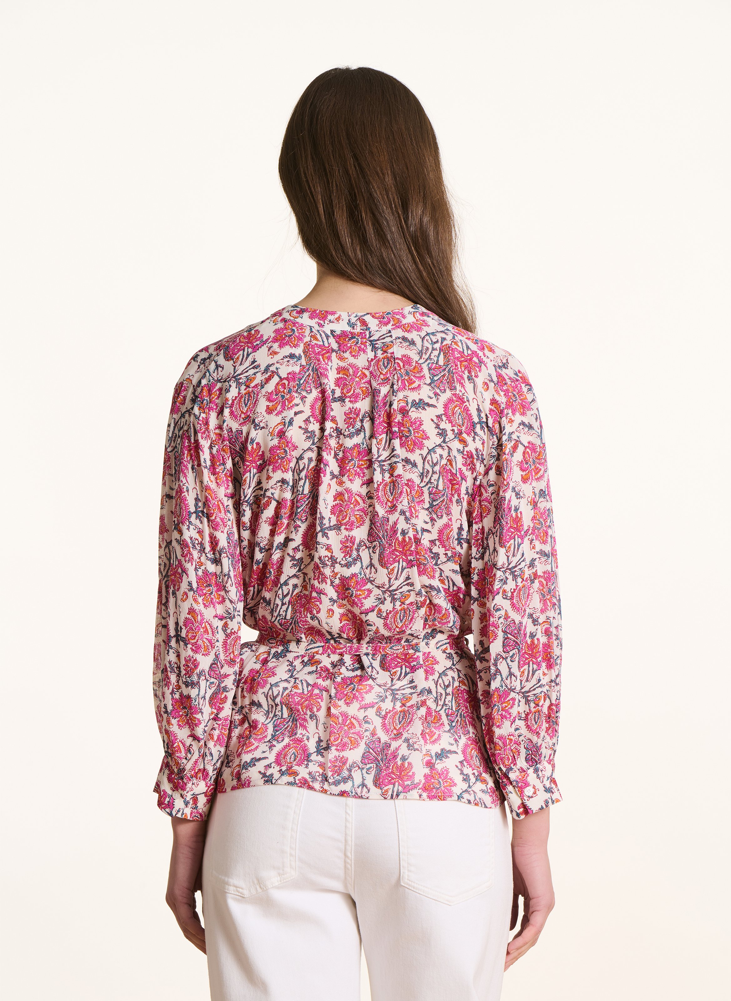 Henley-Bluse mit Blumenprint LA FEE MARABOUTEE Rosa
