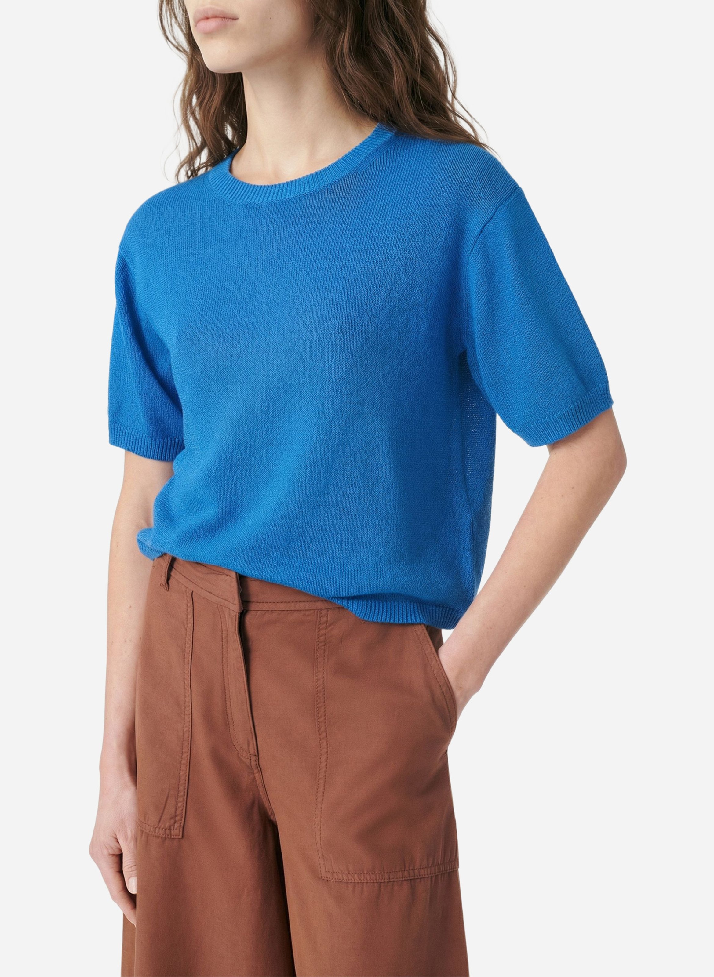 Pull manches courtes en maille fine VANESSA BRUNO Bleu