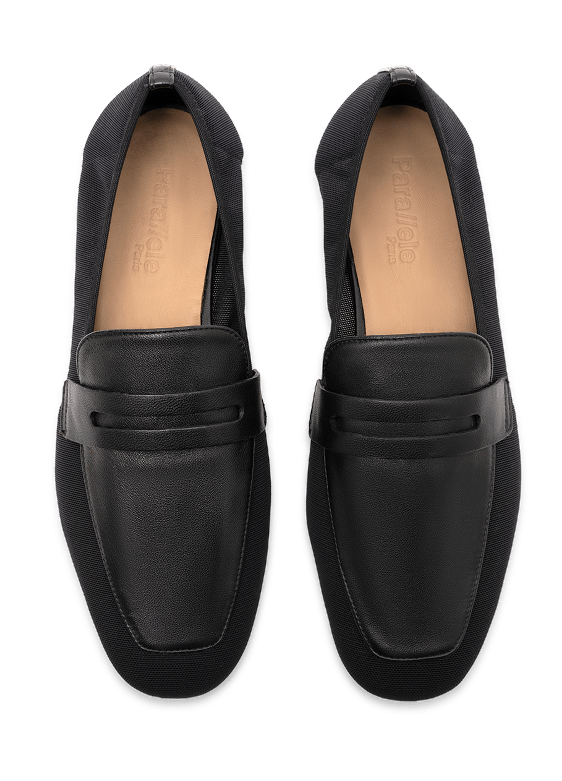 Black mesh and nappa leather moccasins PARALLELE PARIS Black
