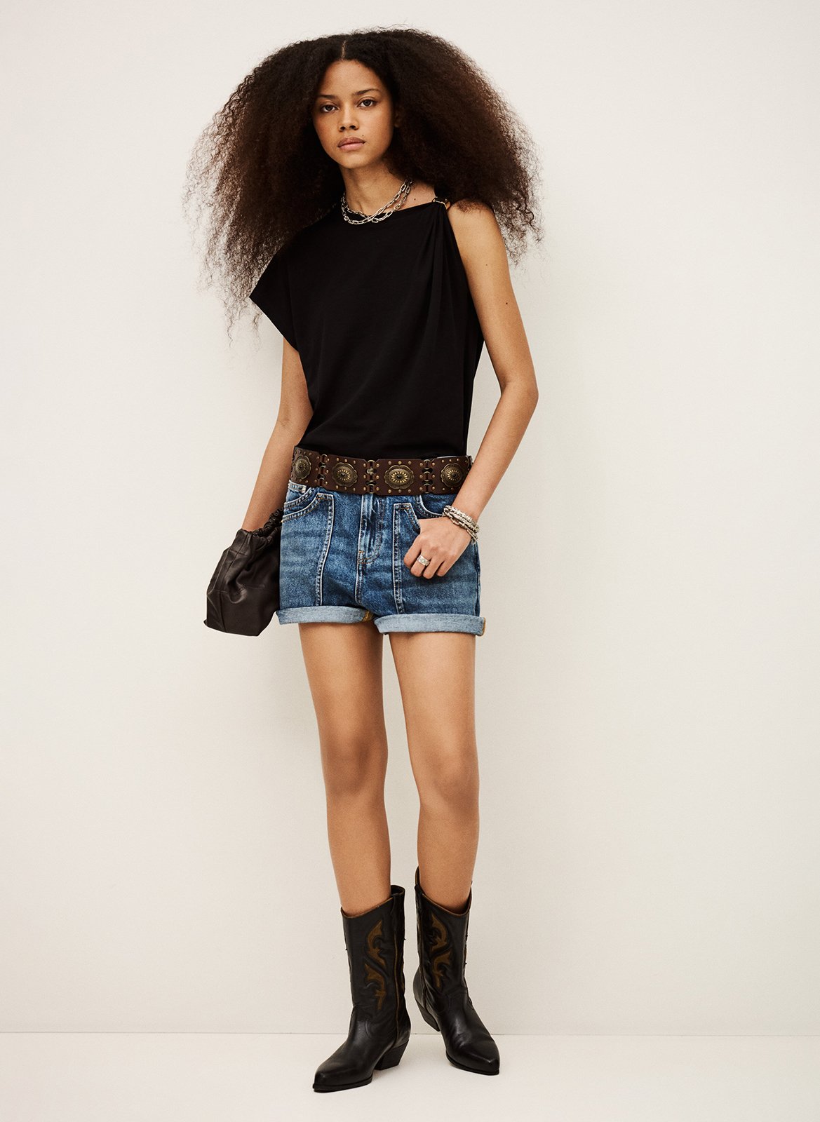 Effen top met lange mouwen en ronde hals BA&SH Zwart