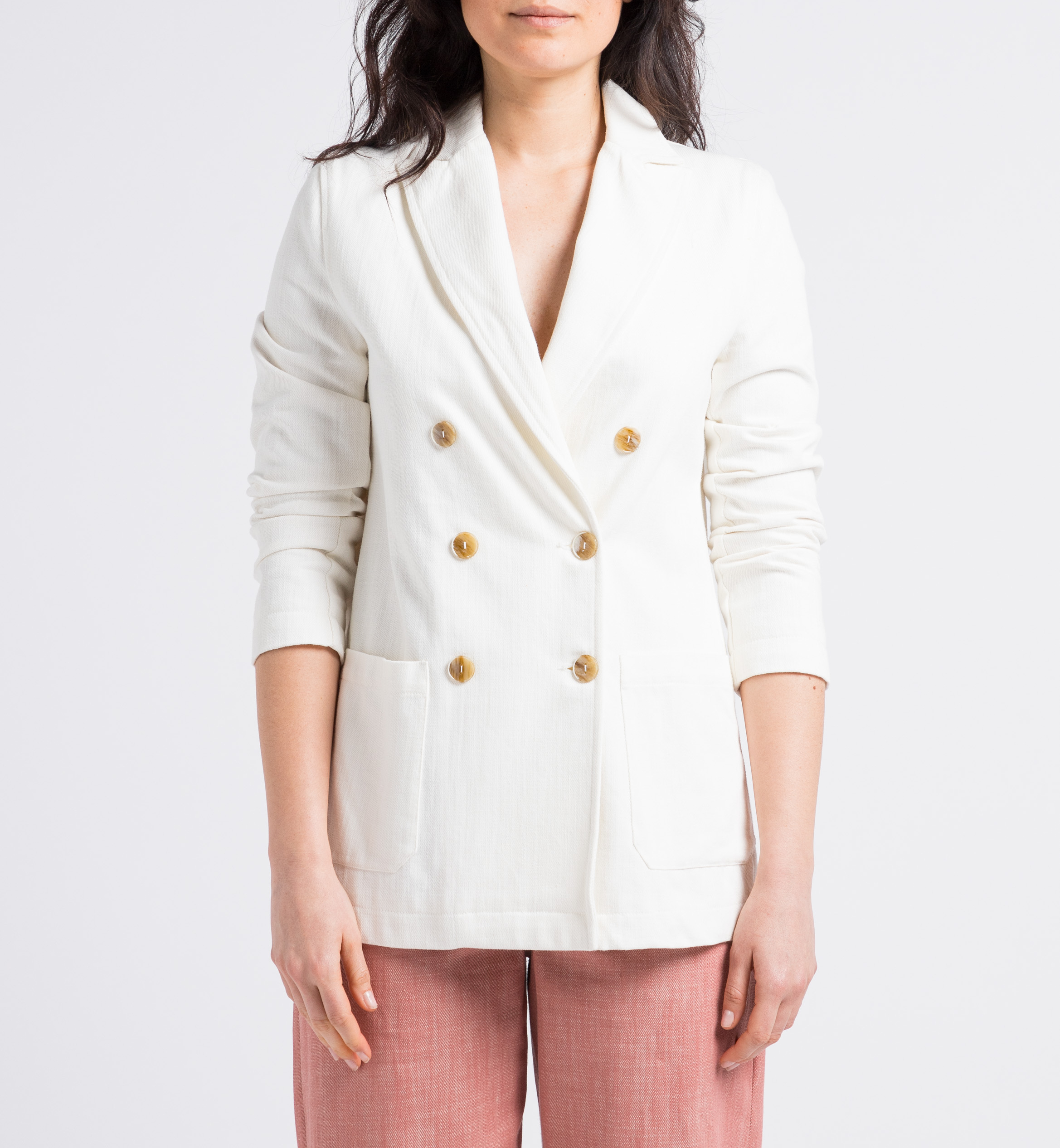 Jasje van denimachtige stof met reverskraag ATTIC AND BARN Beige