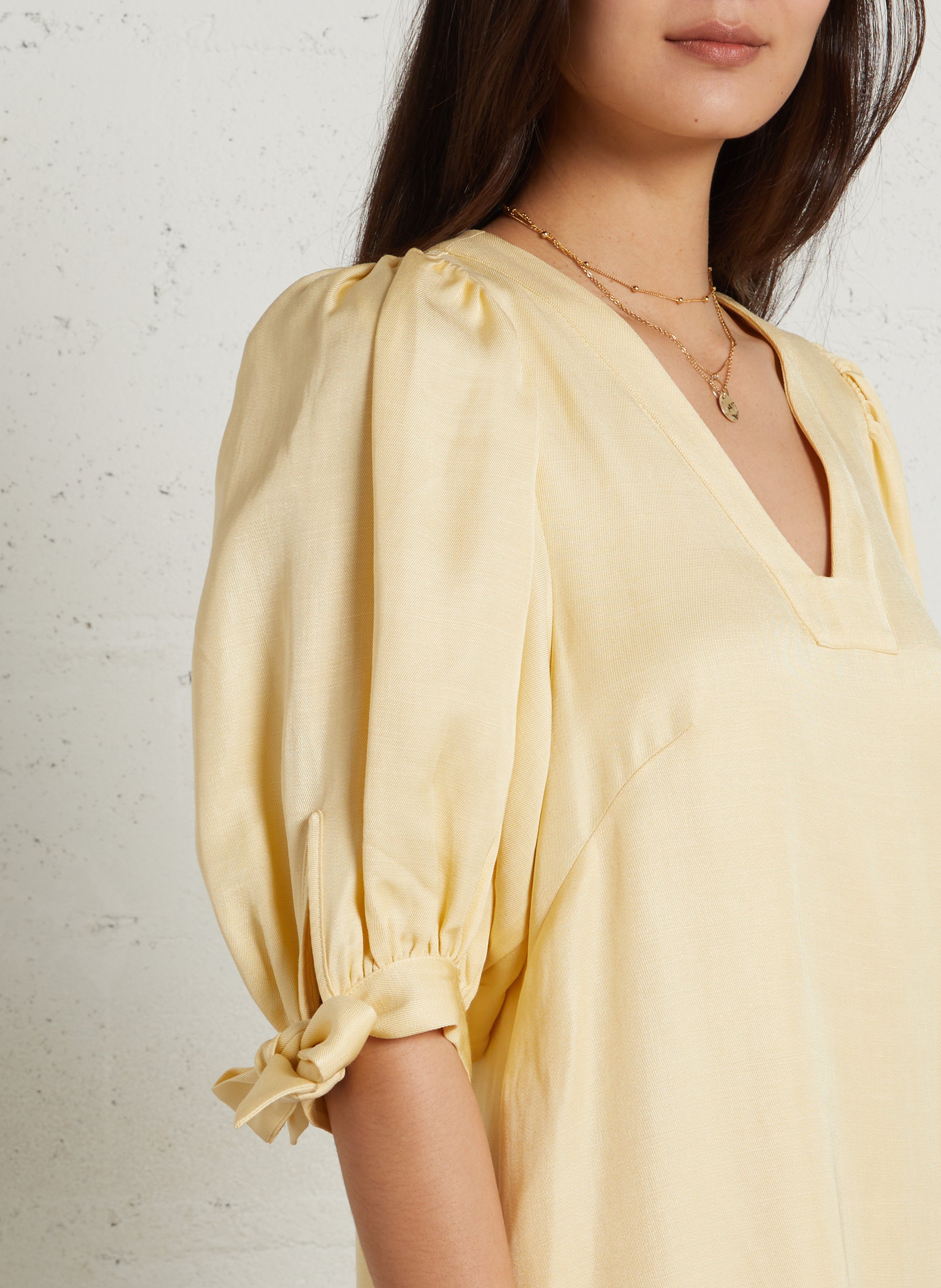 Robe courte col V unie  MAISON 123 Jaune