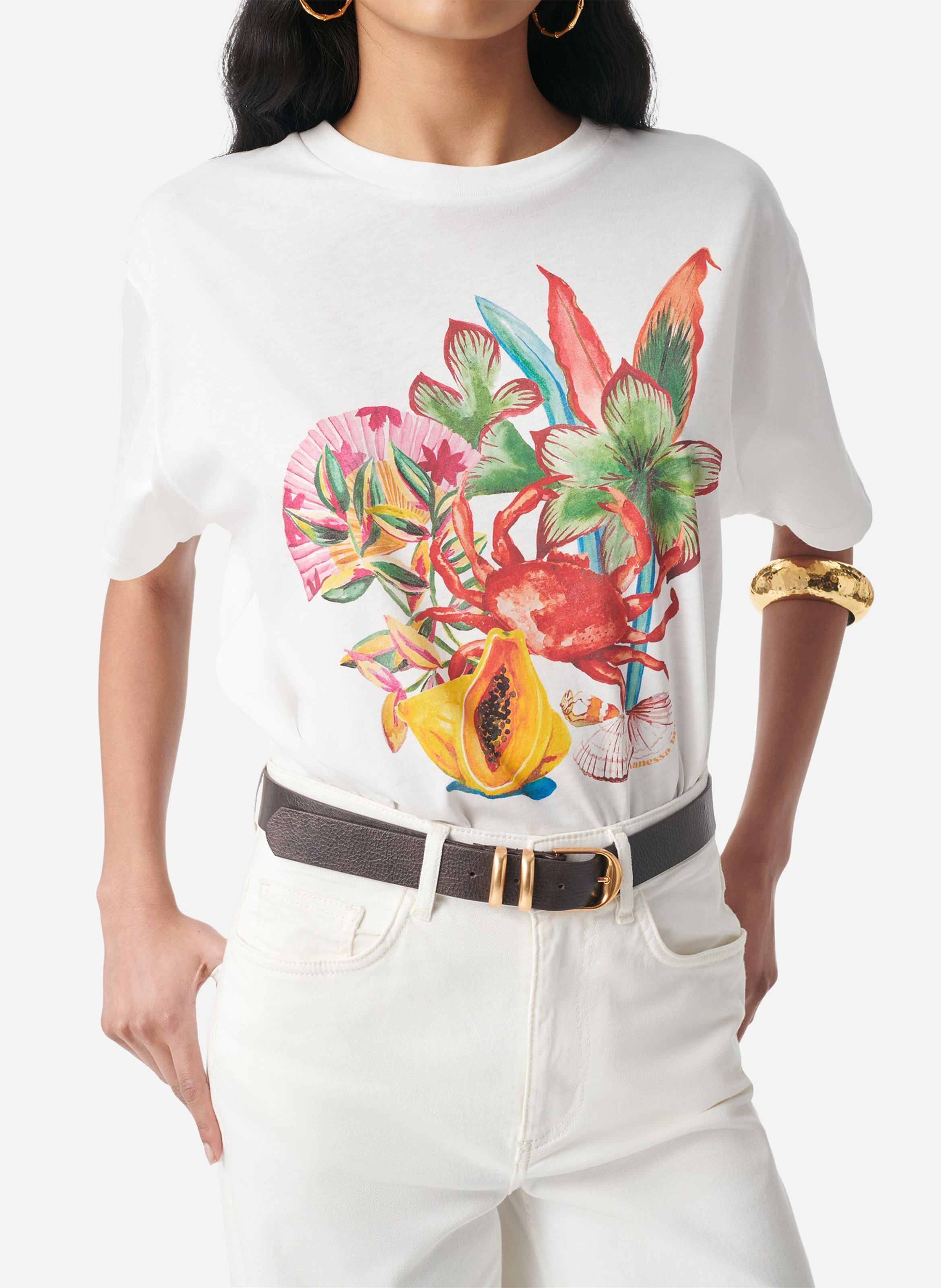 Rechte T-shirt van biologisch katoen VANESSA BRUNO Wit