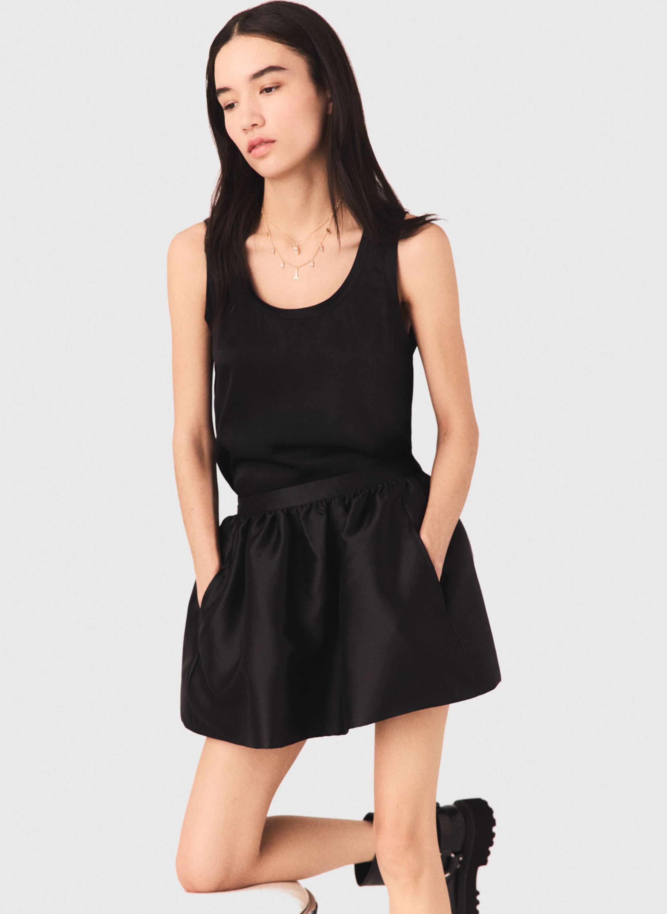 Round neck silk blend tank top MAJE