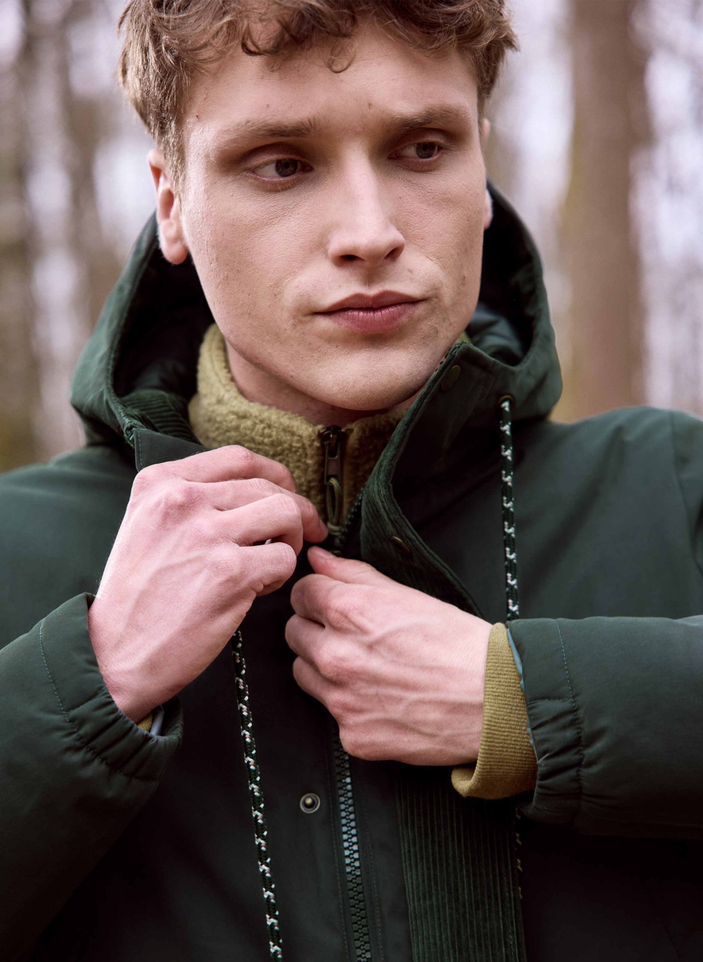 Parka mi-longue à capuche en coton mélangé FAGUO Vert