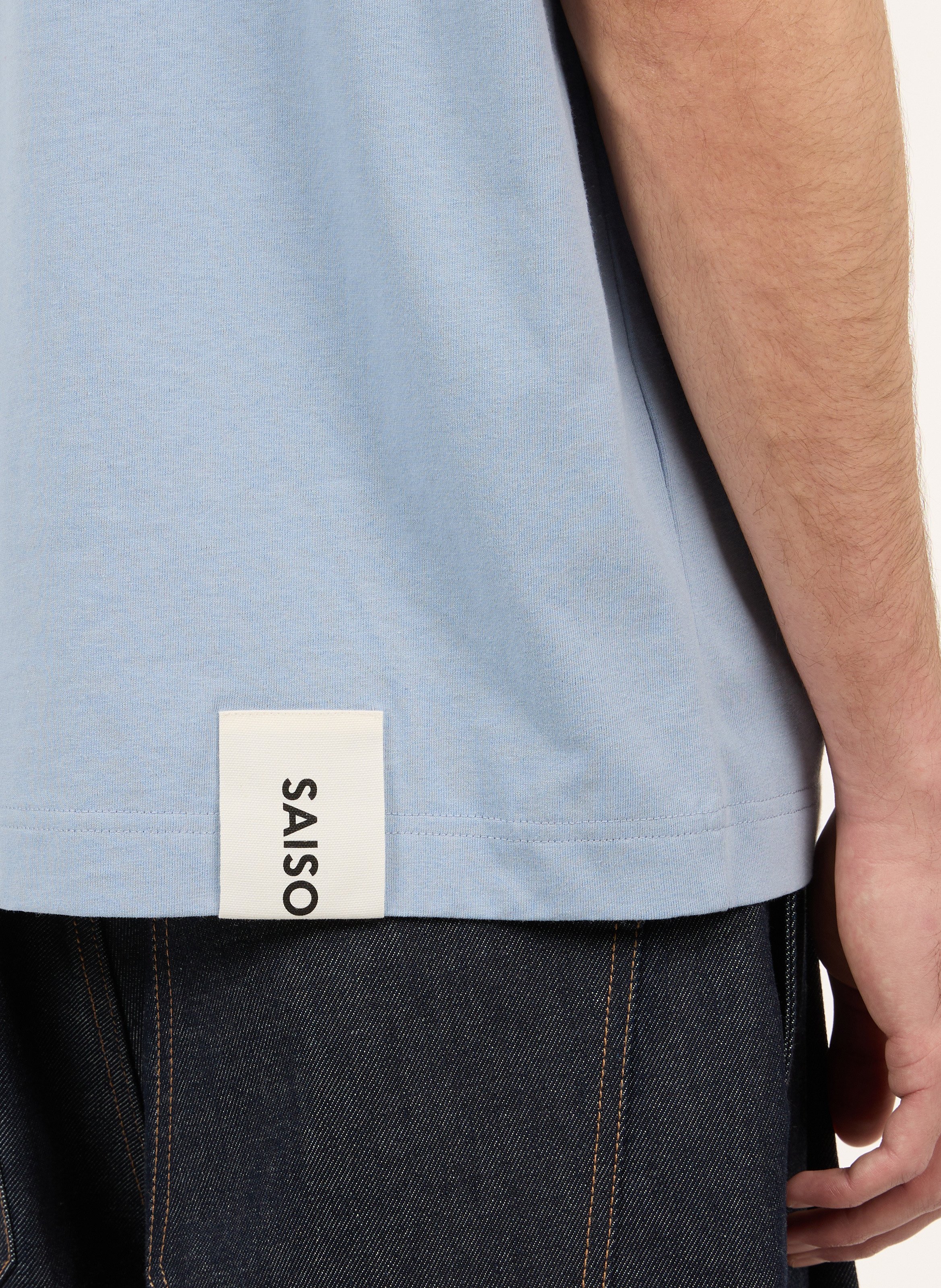 Gerade geschnittenes Rundhals-T-Shirt aus Baumwolle SAISON 1865 Blau