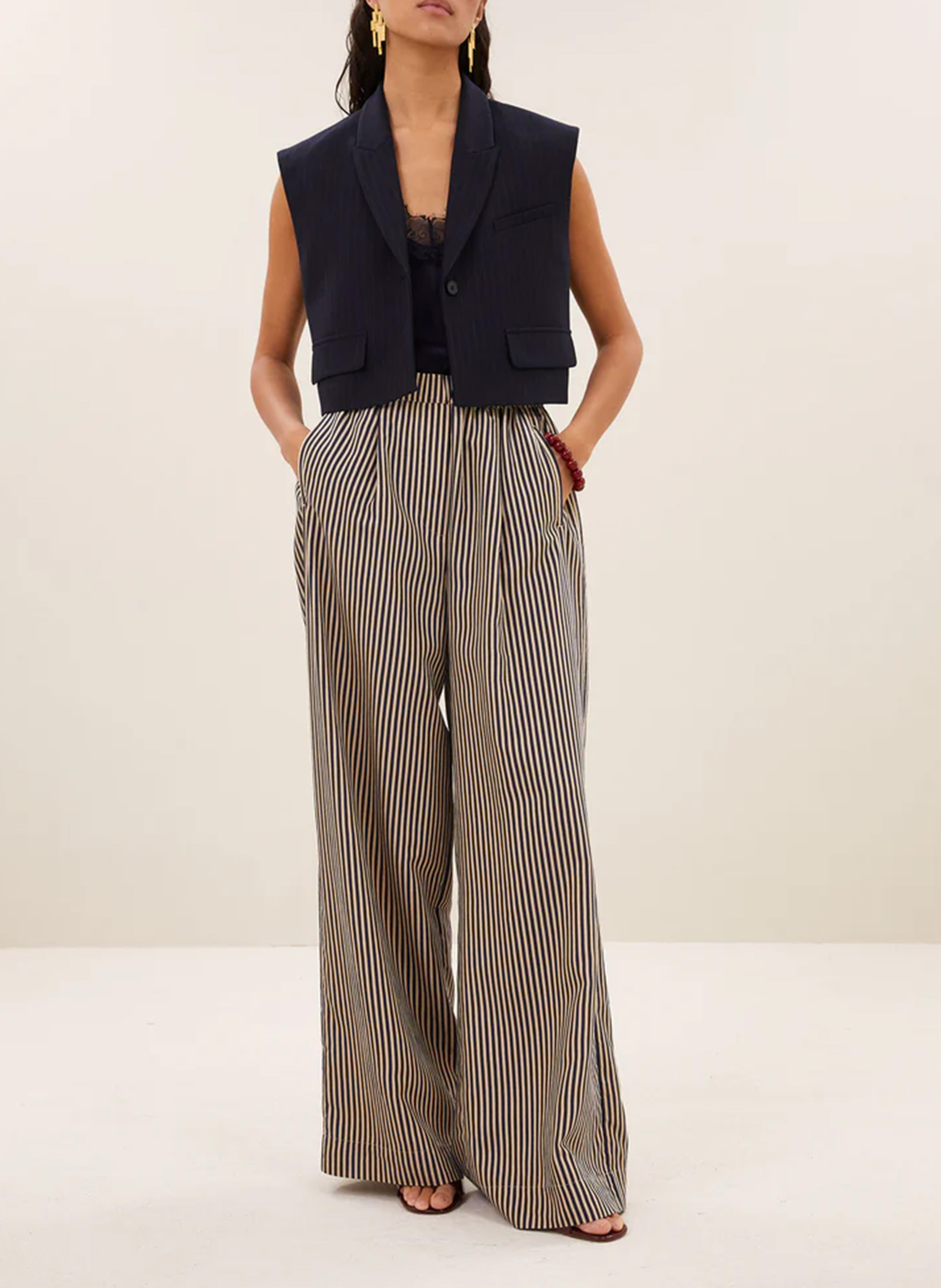 Mouwloos blazervest met kraag BY BAR Blauw
