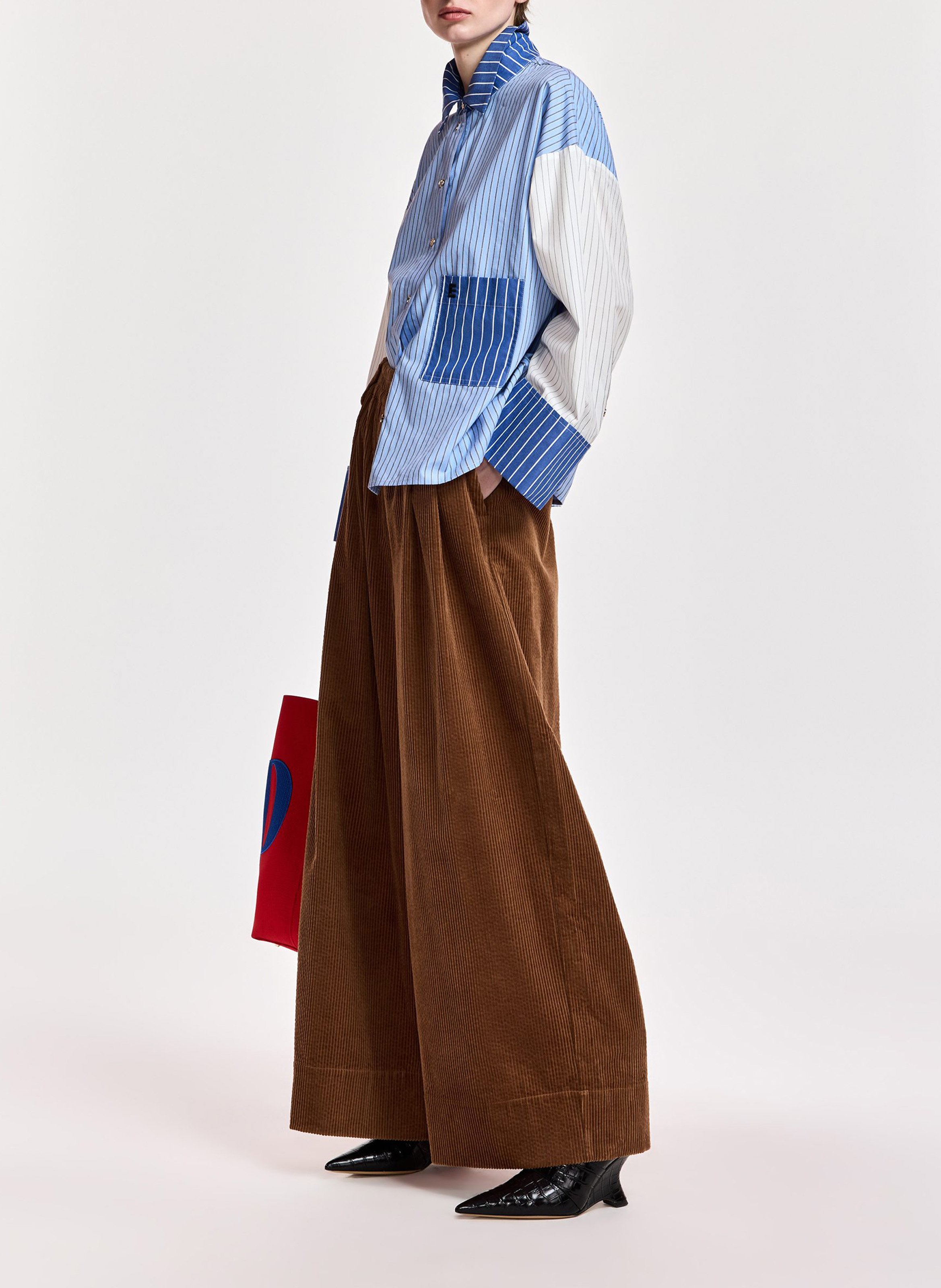 Wijde, katoenen broek ESSENTIEL ANTWERP Bruin
